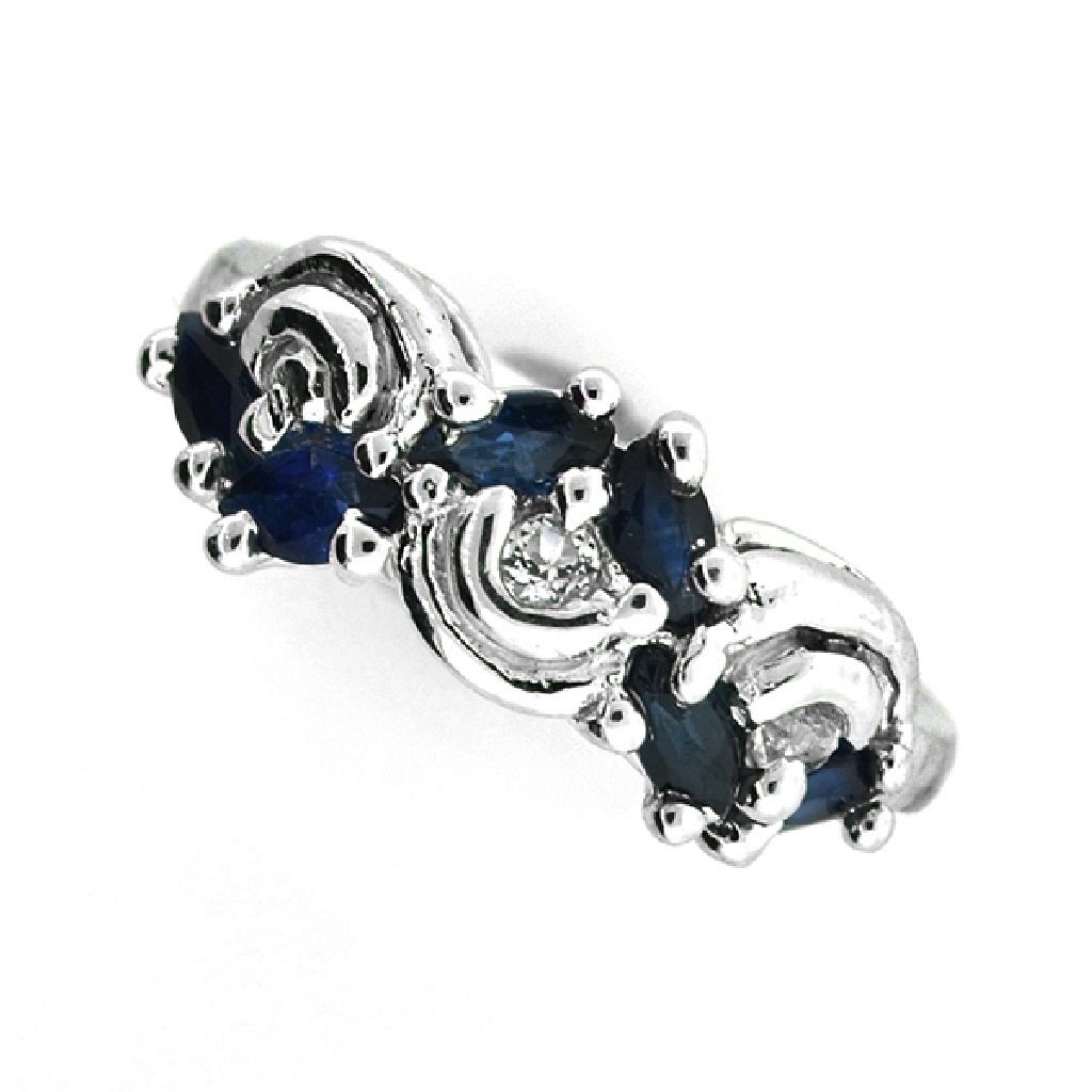 0.60CT Blue Sapphire And Topaz  Platinum Over Sterling Silver Ring