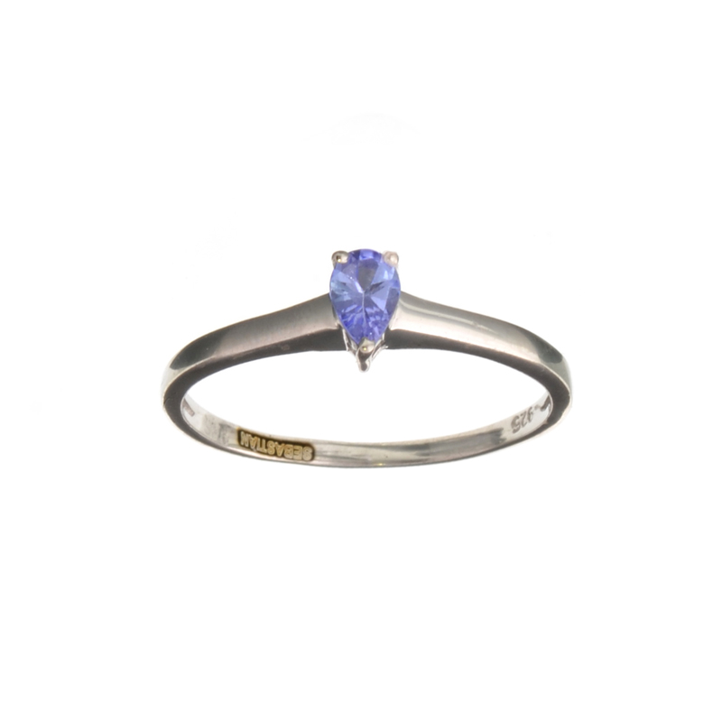 0.20CT Pear Cut Tanzanite And Sterling Silver Ring