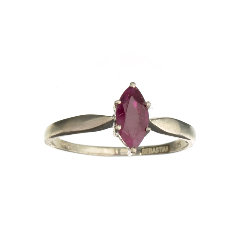 0.60CT Marquise Cut Ruby And Sterling Silver Ring