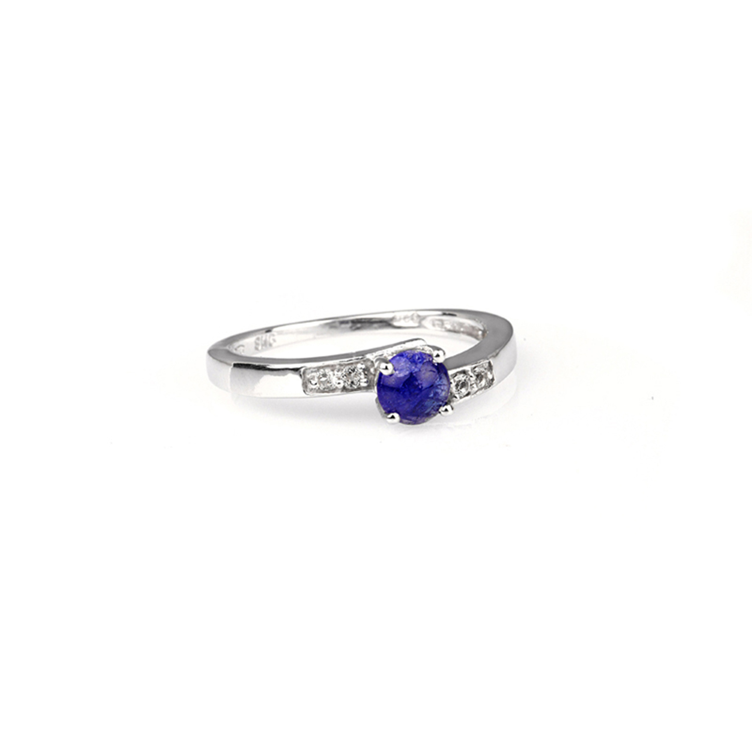 0.25CT Round Cut Cabochon Tanzanite And Sterling Silver Ring