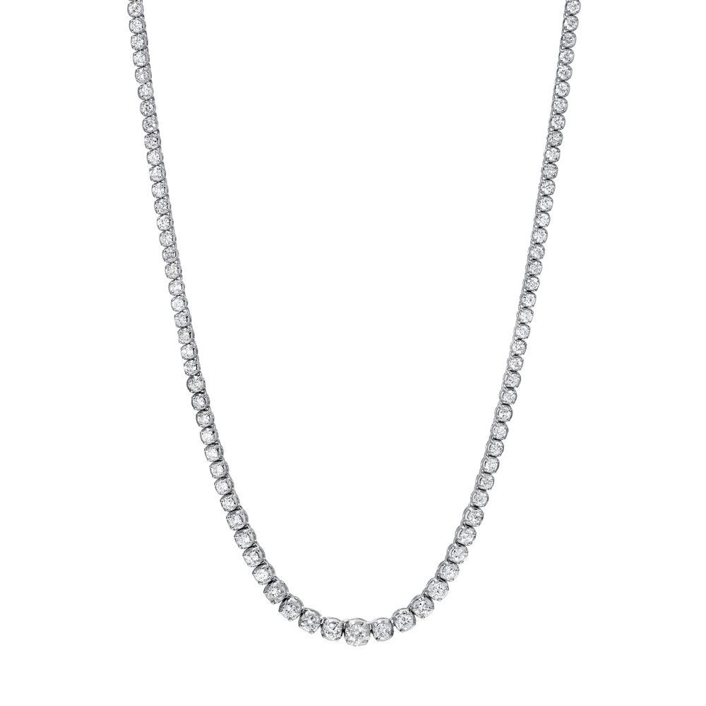 14KT White Gold, Custom Made 7.50CT Round Brilliant Cut Diamond Necklace(VGN A-49)