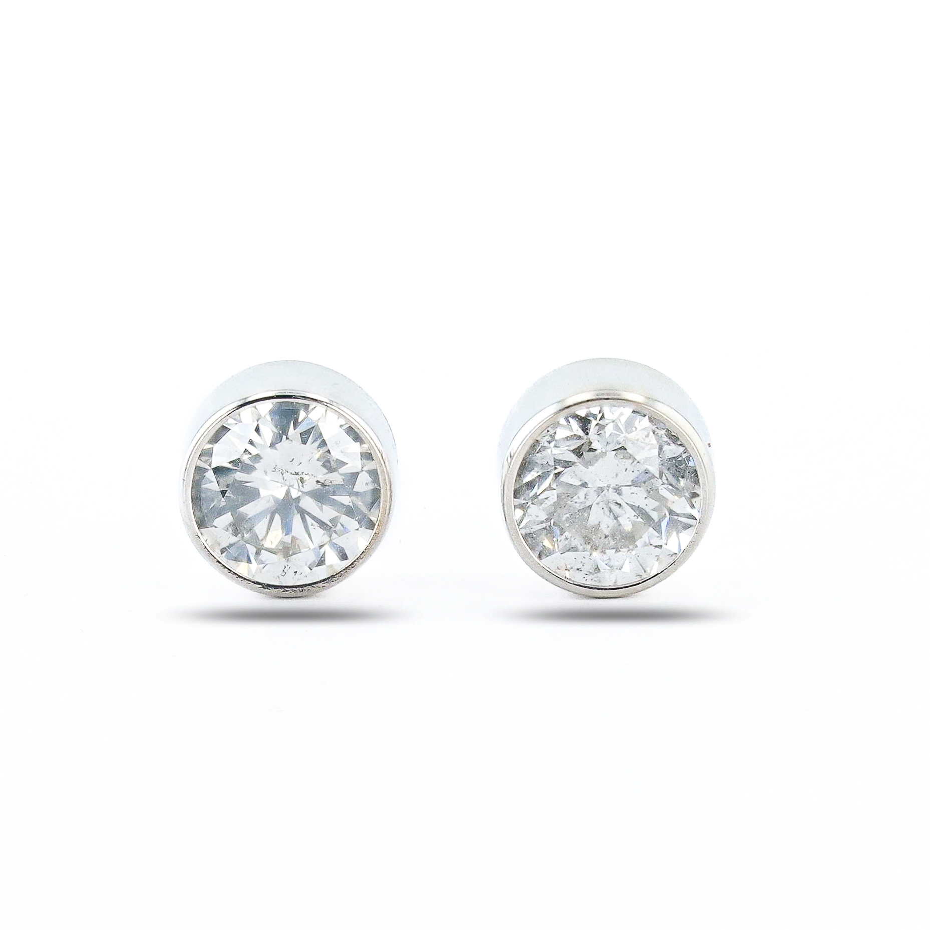 1.81ctw G COLOR SI2 CLARITY Diamond 14K White Gold Stud Earrings (Vault_R65) - Image 3