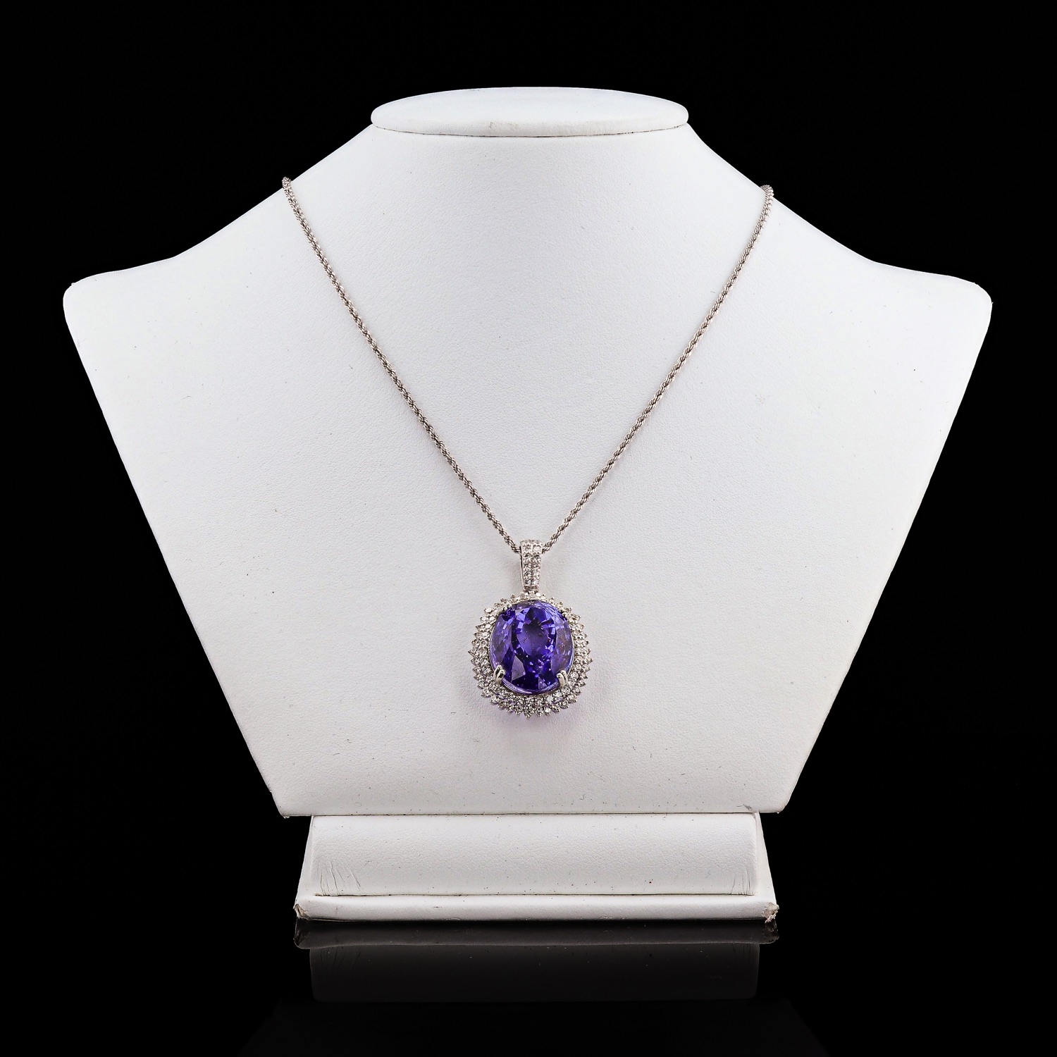 30.80ct Tanzanite and 1.42ctw Diamond Platinum Pendant (GIA CERTIFIED) (Vault_R65) - Image 3