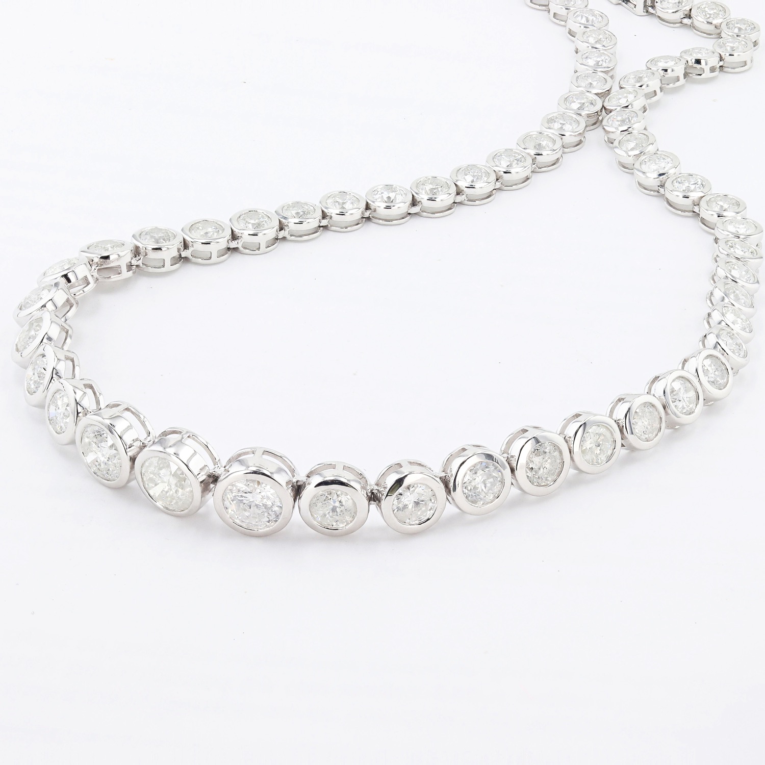 32.11ctw F to G COLOR I1 to I2 CLARITY Diamond Platinum Tennis Necklace (Vault_R65)