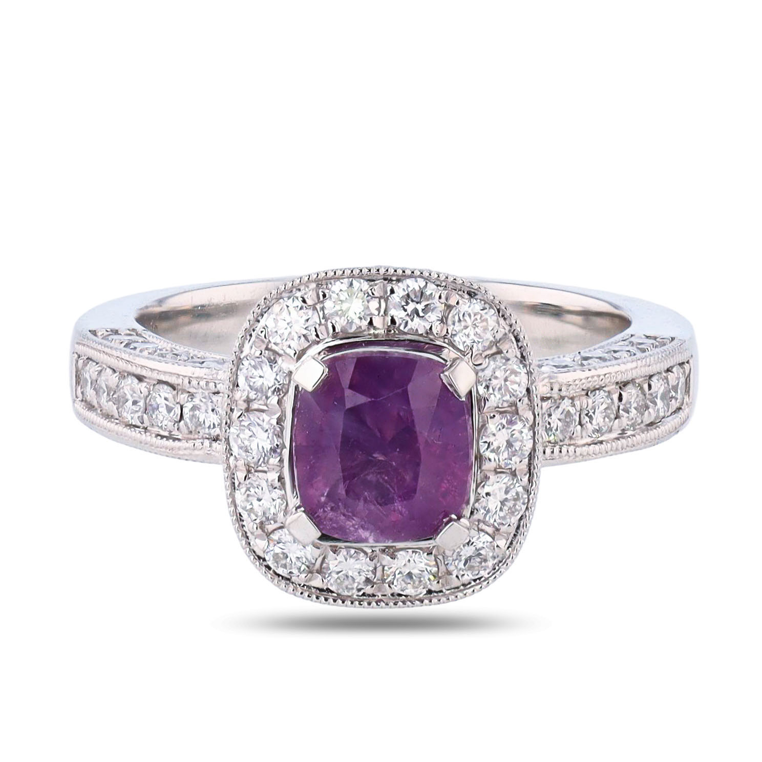1.10ct UNHEATED Purple Pink KASHMIR Sapphire and 1.44ctw Diamond Platinum Ring (GIA CERTIFIED) (Vault_R65)