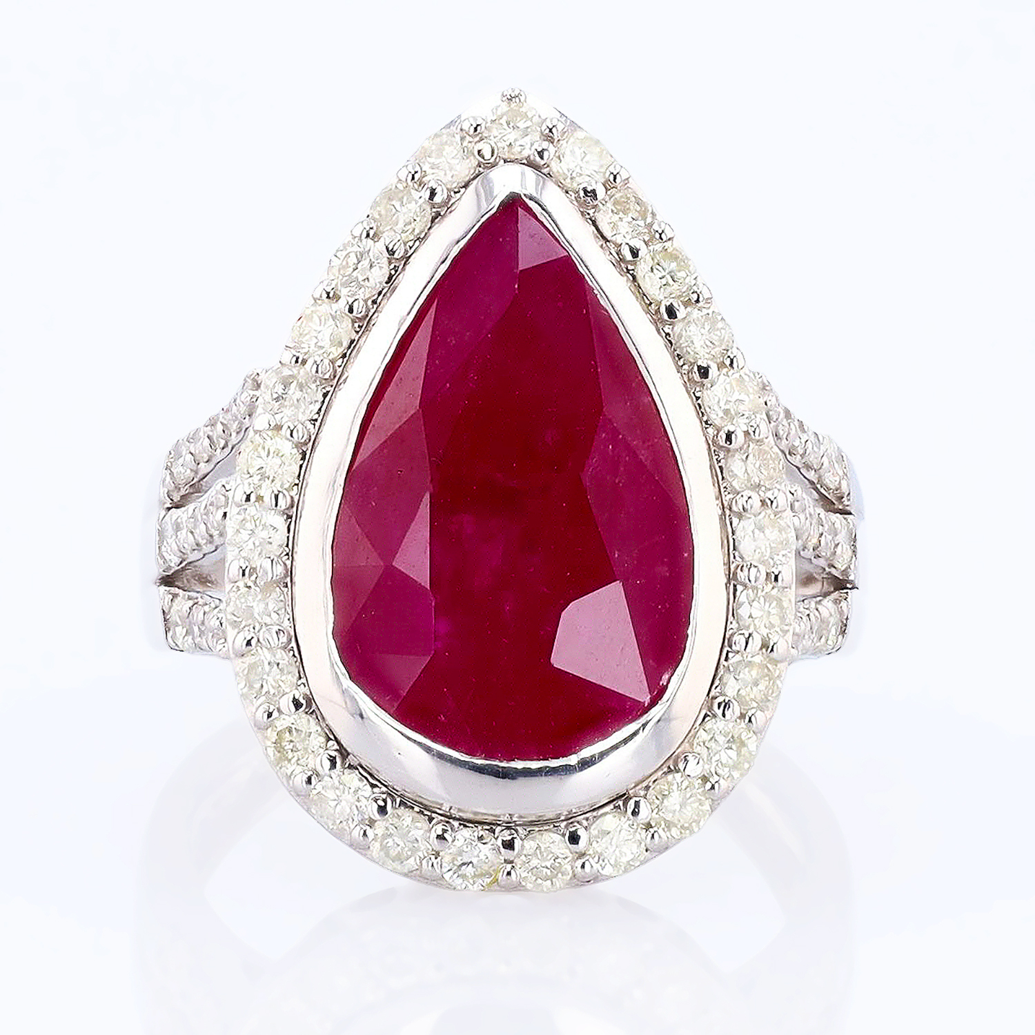 8.07ct Ruby and 0.94ctw Diamond 14K White Gold Ring (Vault_R65)