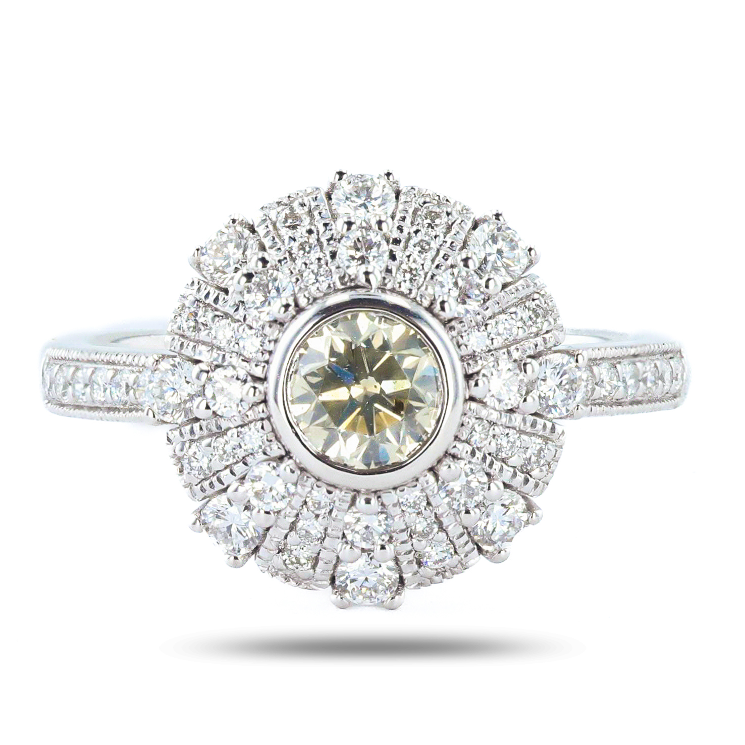 0.60ct K COLOR SI2 CLARITY CENTER Diamond Platinum Ring (1.13ctw Diamonds) (Vault_R65)