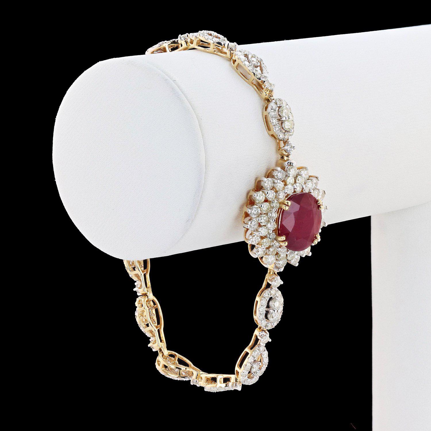 5.19ct Ruby and 5.18ctw Diamond 14K Yellow Gold Bracelet (Vault_RR04) - Image 3