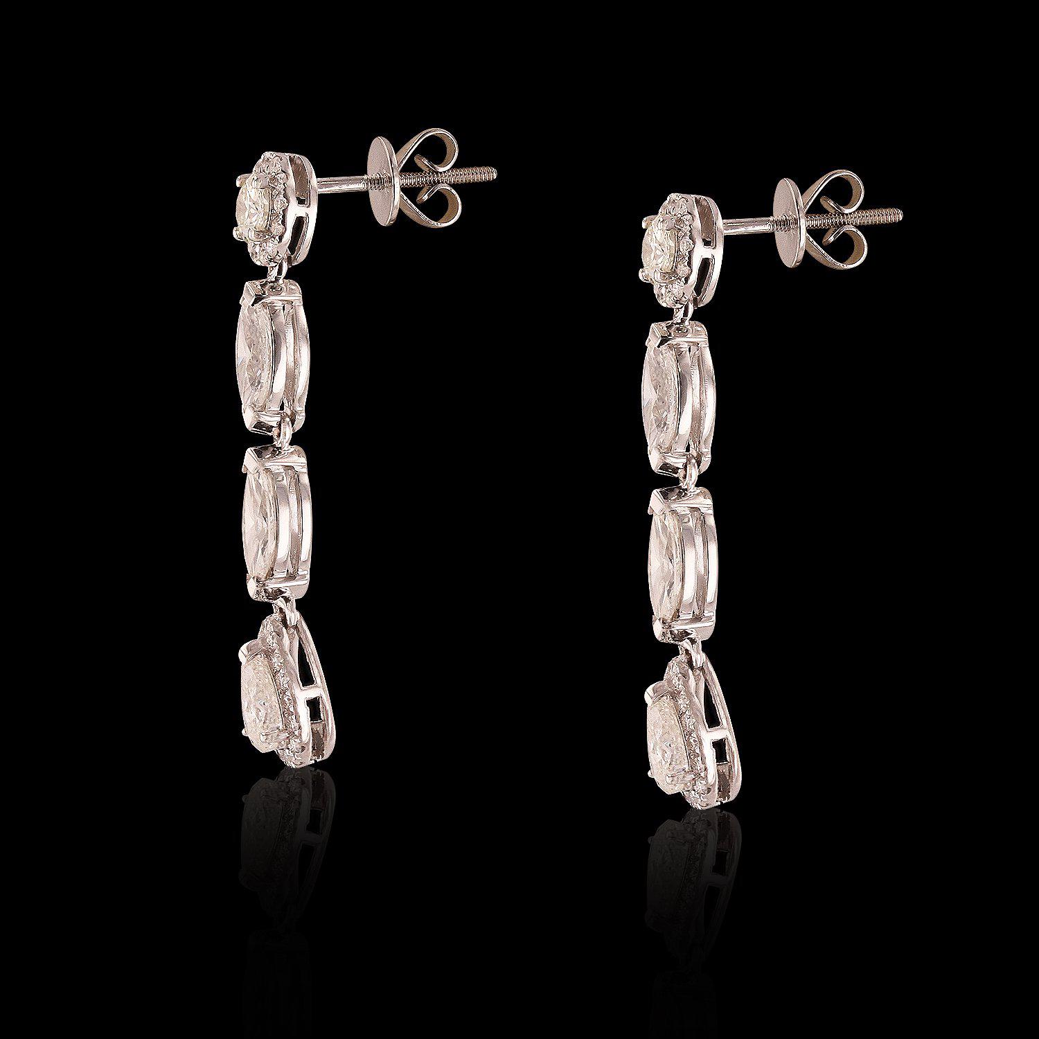 4.01ctw Diamond 18K White Gold Dangle Earrings (Vault_RR04) - Image 3