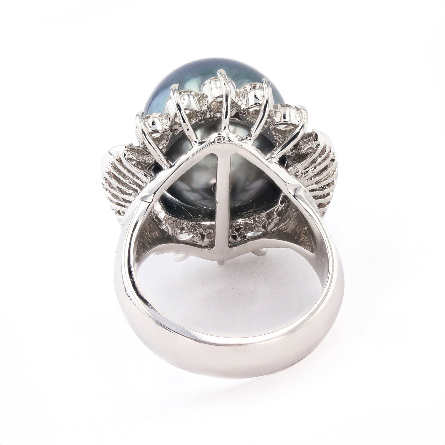 14mm Tahitian Cultured Pearl and 1.80ctw Diamond 18K White Gold Ring (GIA CERTIFIED) (Vault_RR04) - Image 3