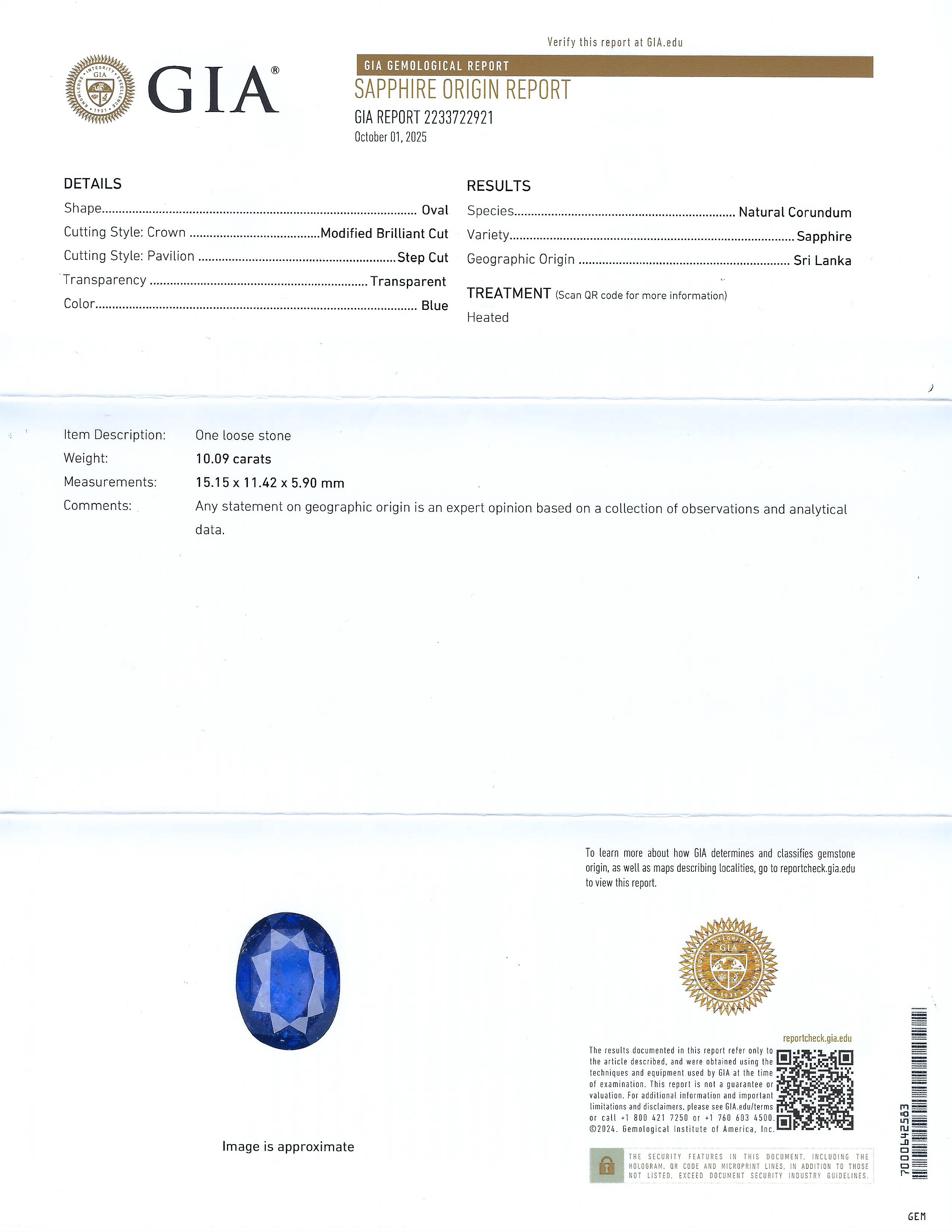 10.09ct Blue CEYLON Sapphire and 0.70ctw Diamond 14K White Gold Ring (GIA CERTIFIED) (Vault_RR04) - Image 4