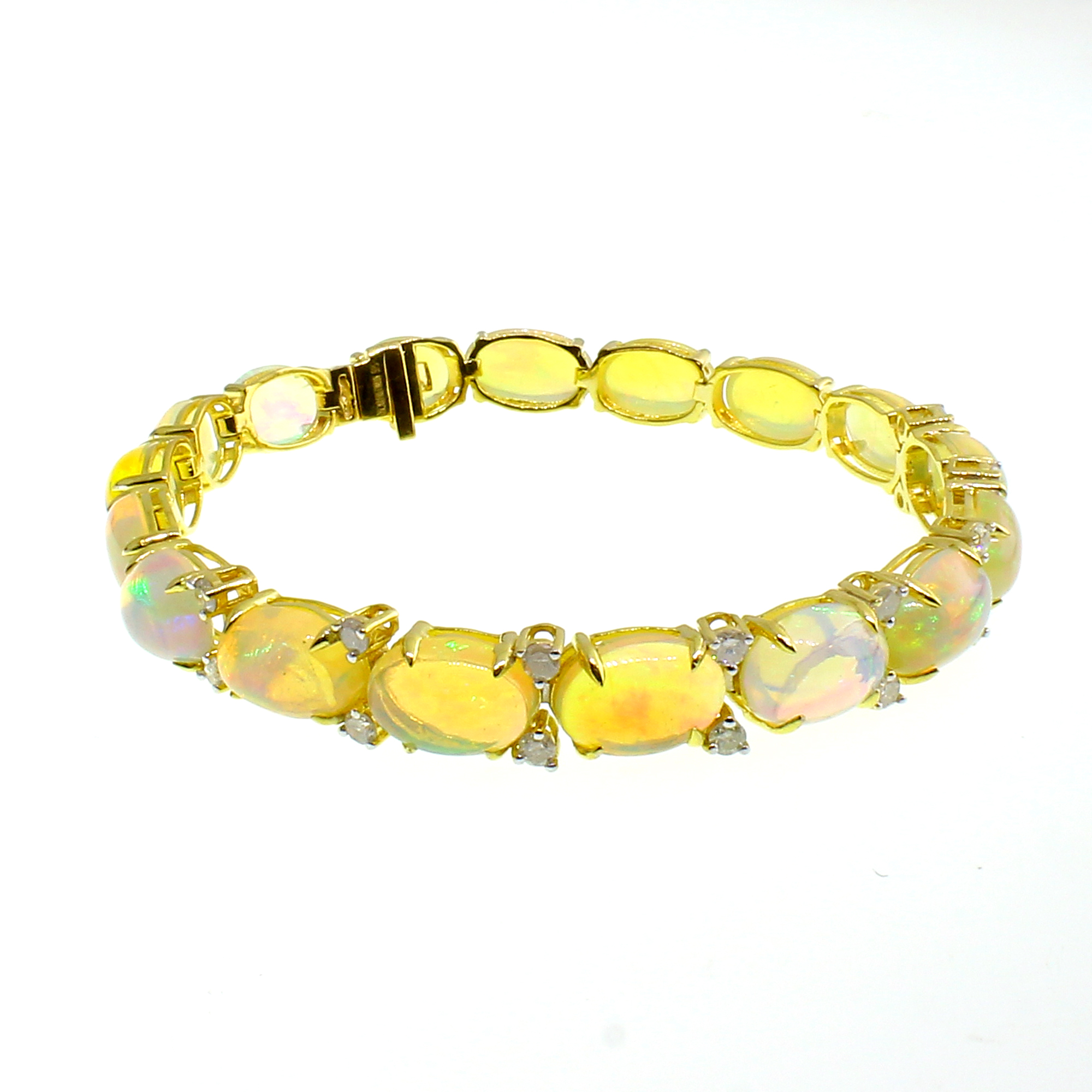24.8CT Opal and 0.95CT Diamond Sterling Silver Bracelet (RM01)