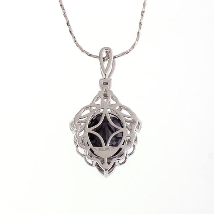 7.09CT Sapphire and 0.18CT Diamond Sterling Silver Necklace (RM01) - Image 2