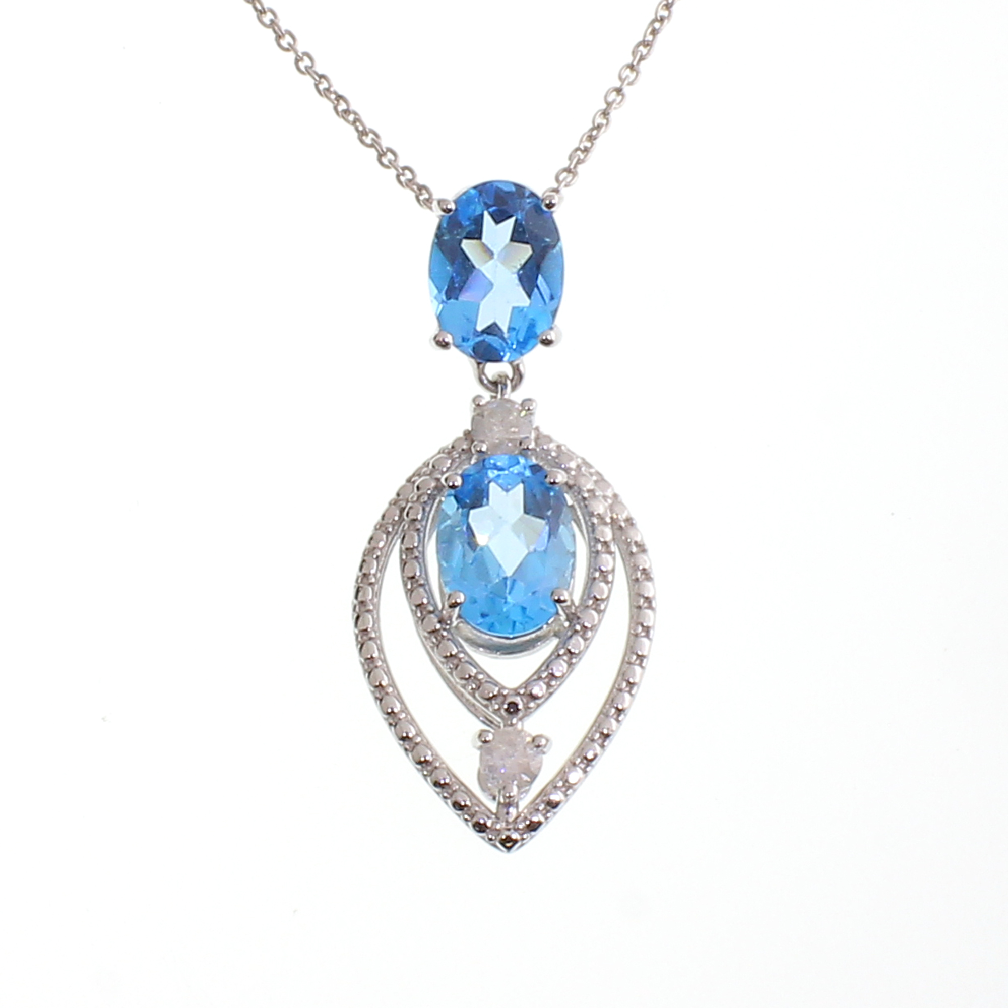 2.7CT Topaz and 0.16CT Diamond Sterling Silver Necklace (RM01)