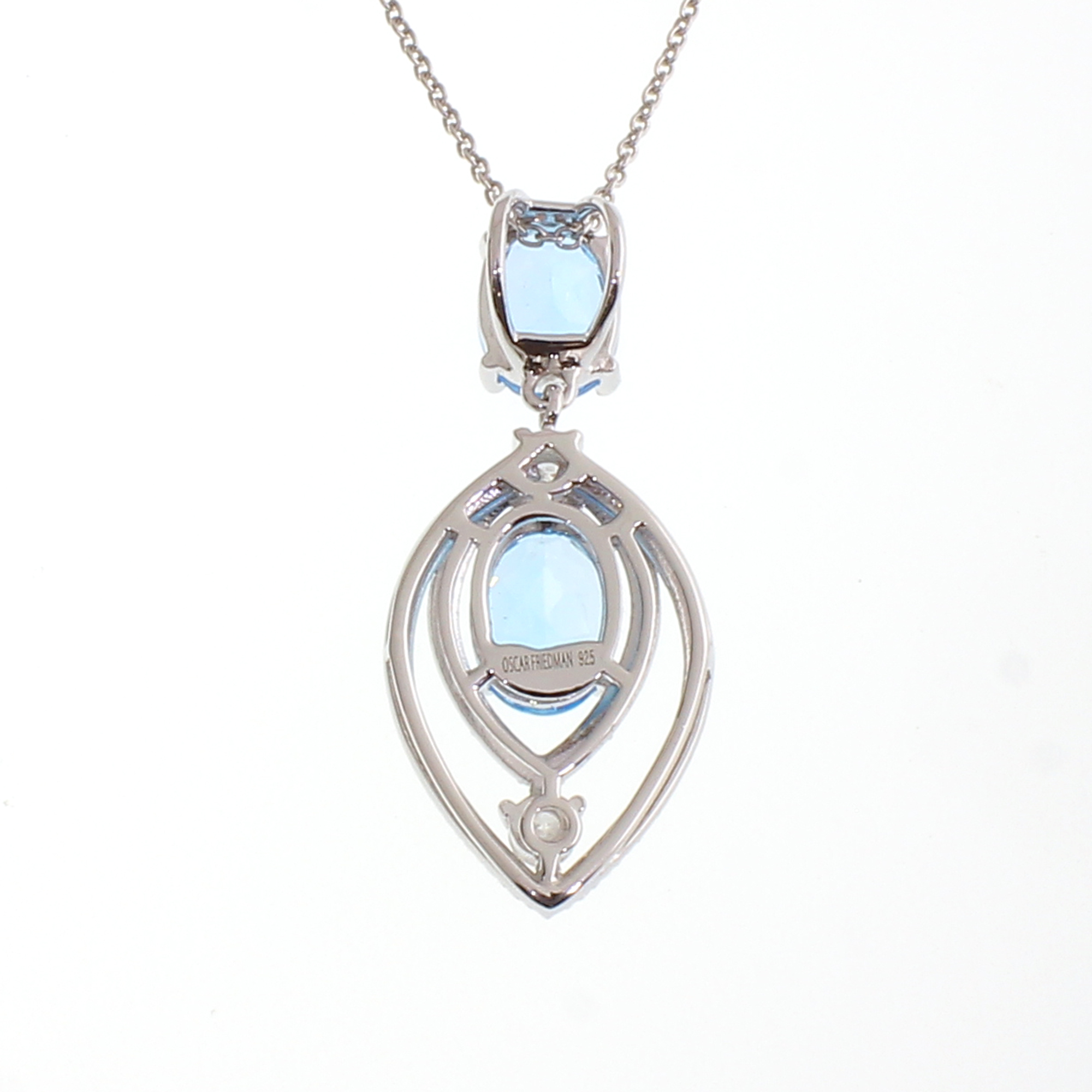 2.7CT Topaz and 0.16CT Diamond Sterling Silver Necklace (RM01) - Image 2