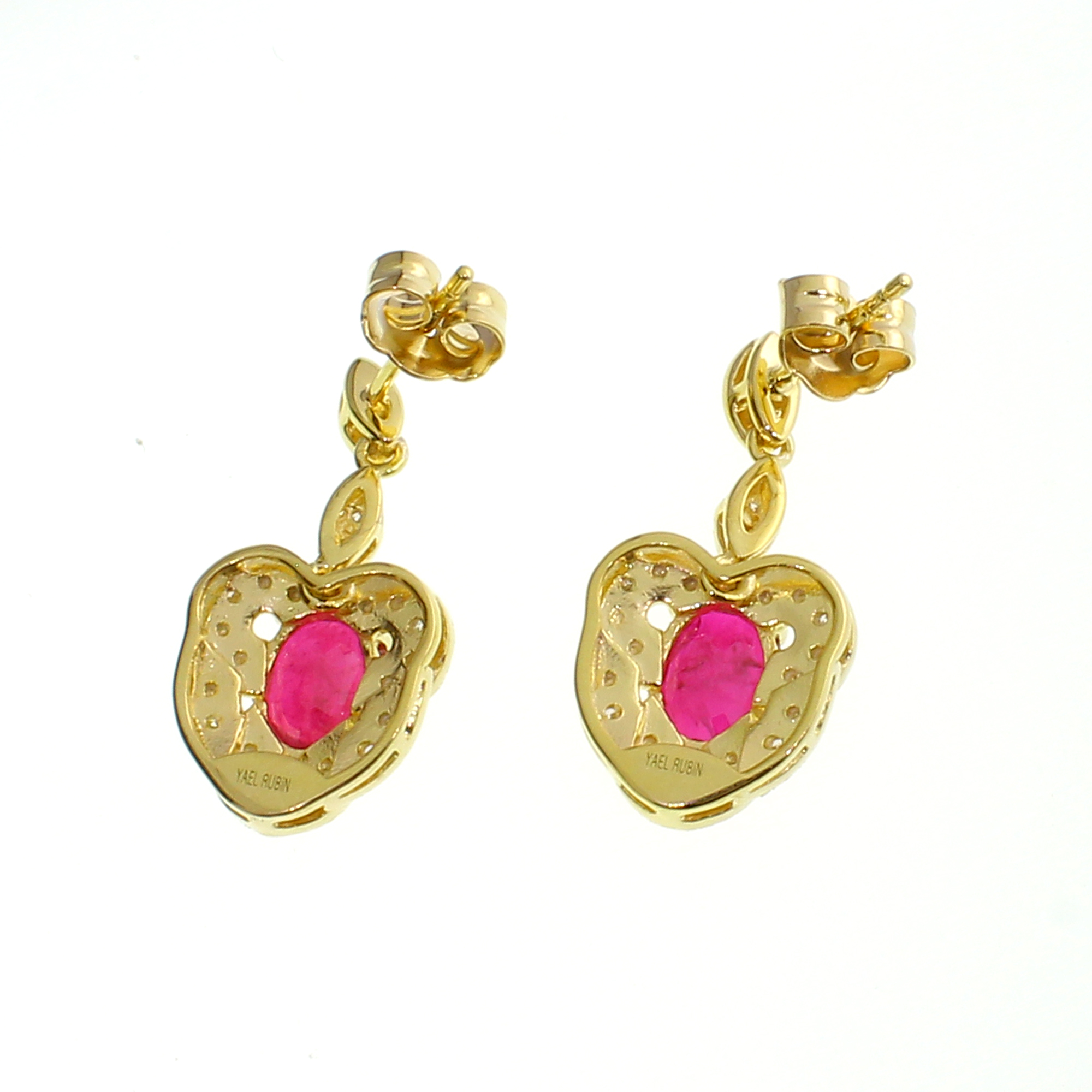 2.68CT Ruby and 0.35CT Diamond Sterling Silver Earrings (RM01) - Image 2