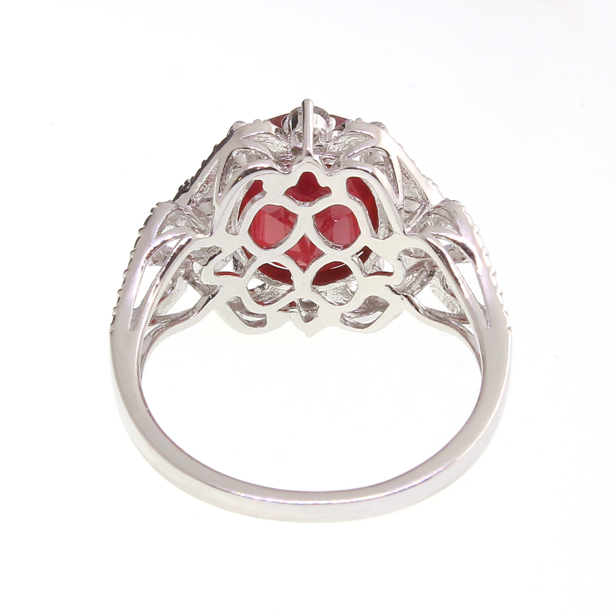 6.18CT Ruby and 0.17CT Diamond Sterling Silver Ring (RM01) - Image 3