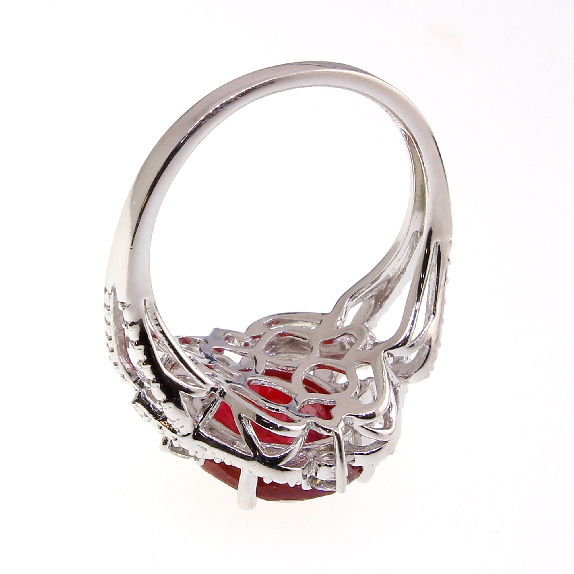 6.18CT Ruby and 0.17CT Diamond Sterling Silver Ring (RM01) - Image 4