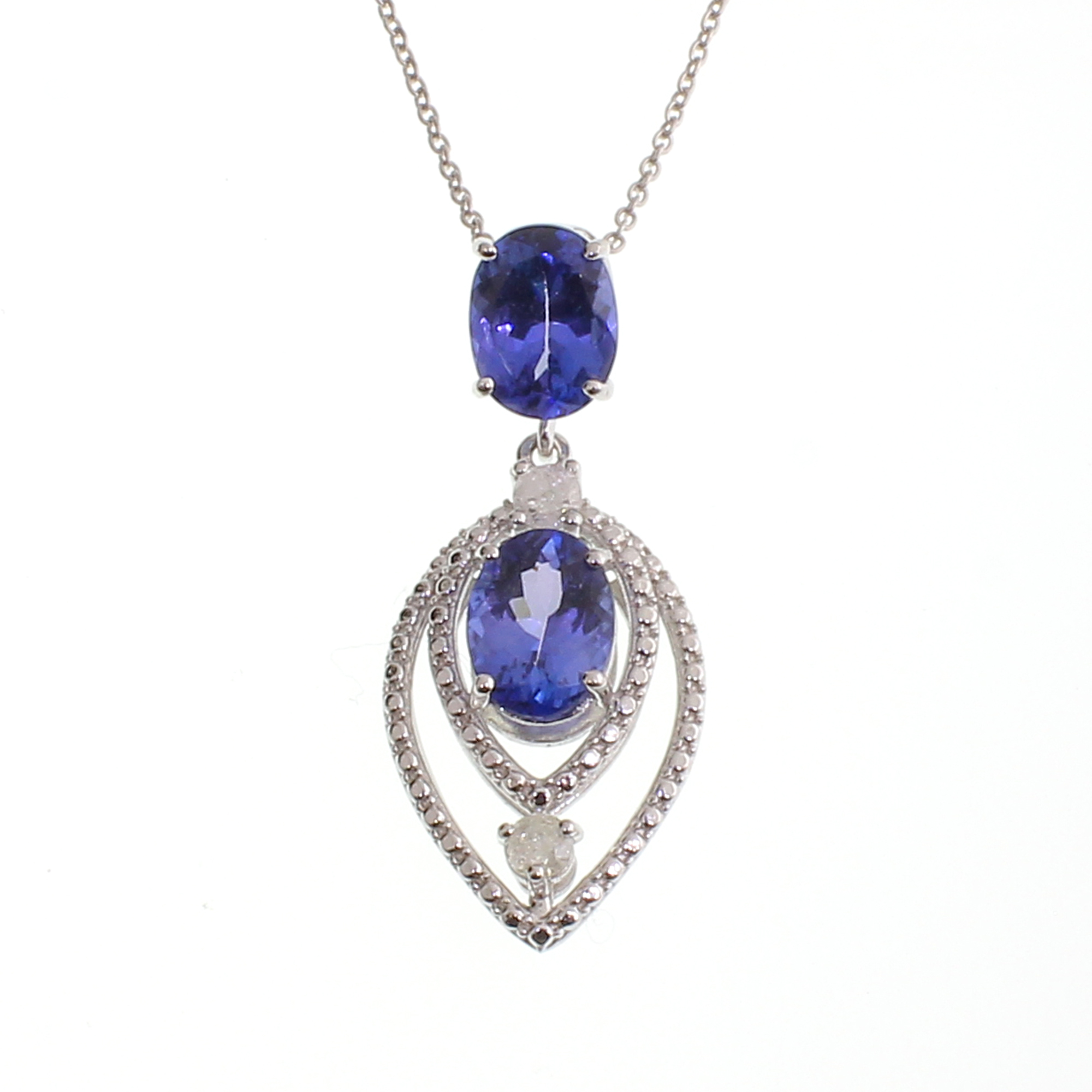 2.54CT Tanzanite and 0.18CT Diamond Sterling Silver Necklace (RM01)