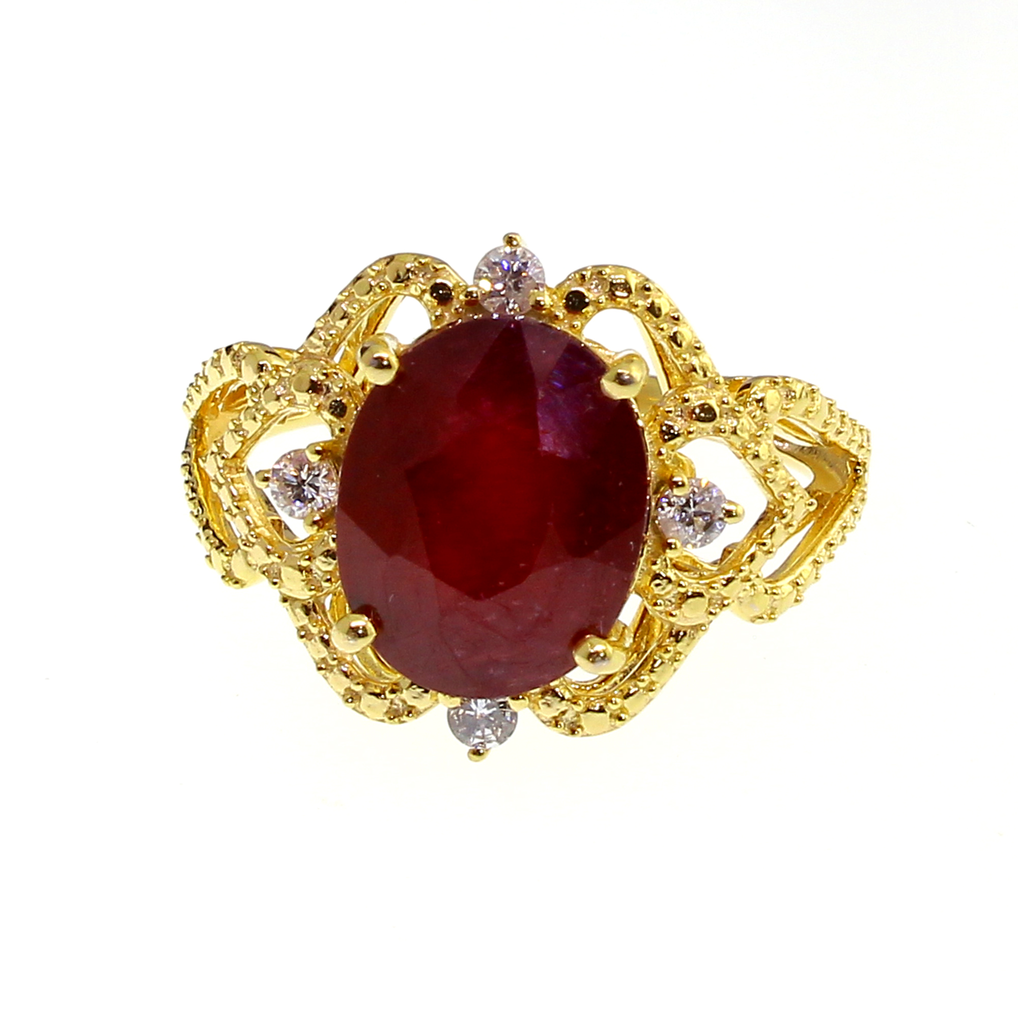 5.32CT Ruby and 0.14CT Diamond Sterling Silver Ring (RM01)