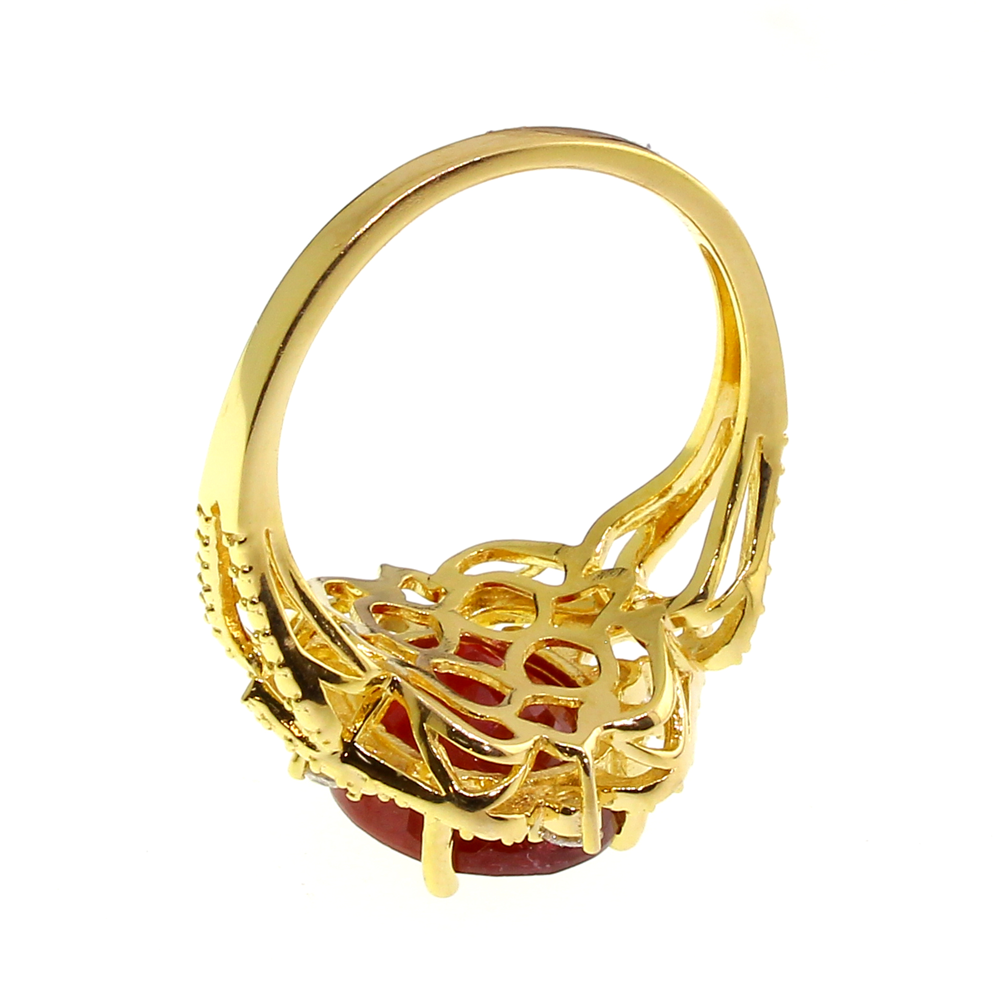 5.32CT Ruby and 0.14CT Diamond Sterling Silver Ring (RM01) - Image 4