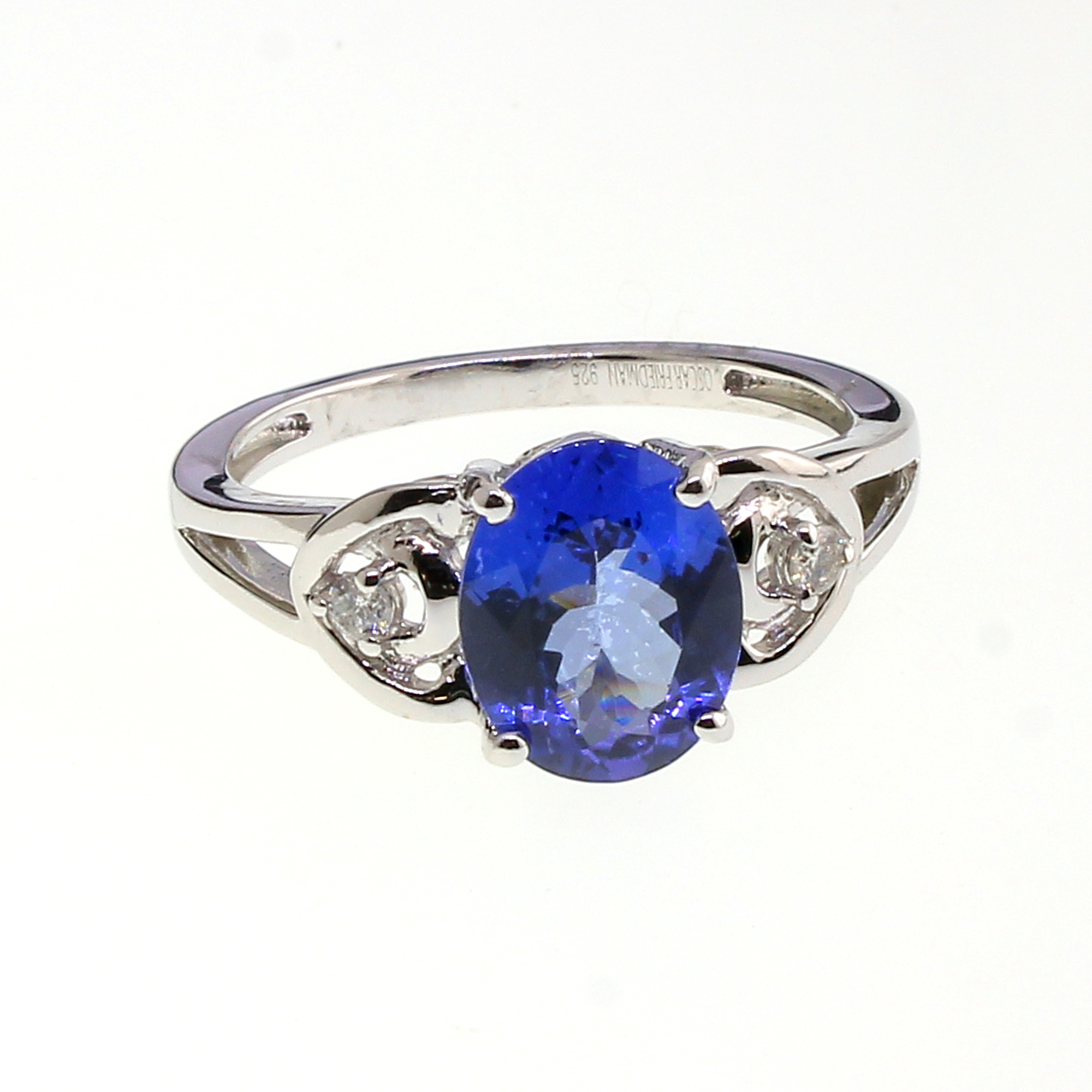 2.3CT Tanzanite and 0.06CT Diamond Sterling Silver Ring (RM01)