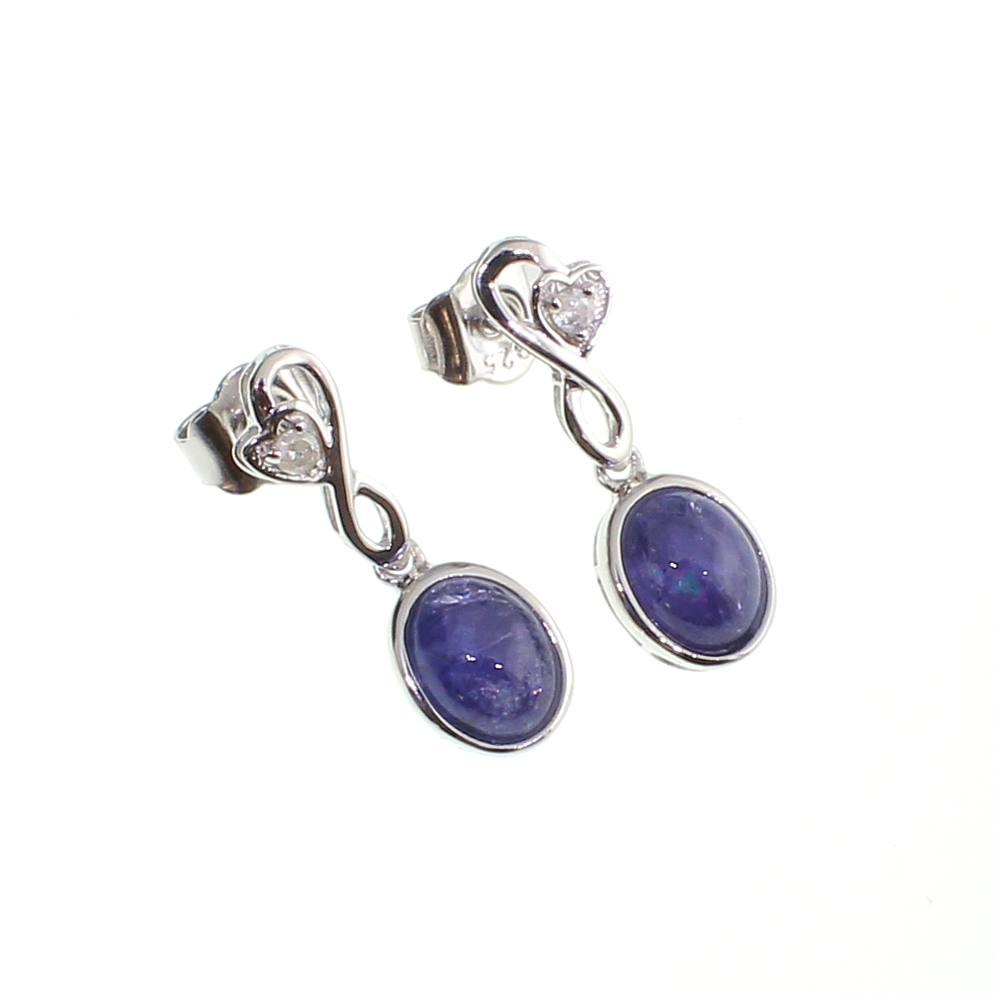 3.54CT Tanzanite and 0.07CT Diamond Sterling Silver Earrings (RM01)