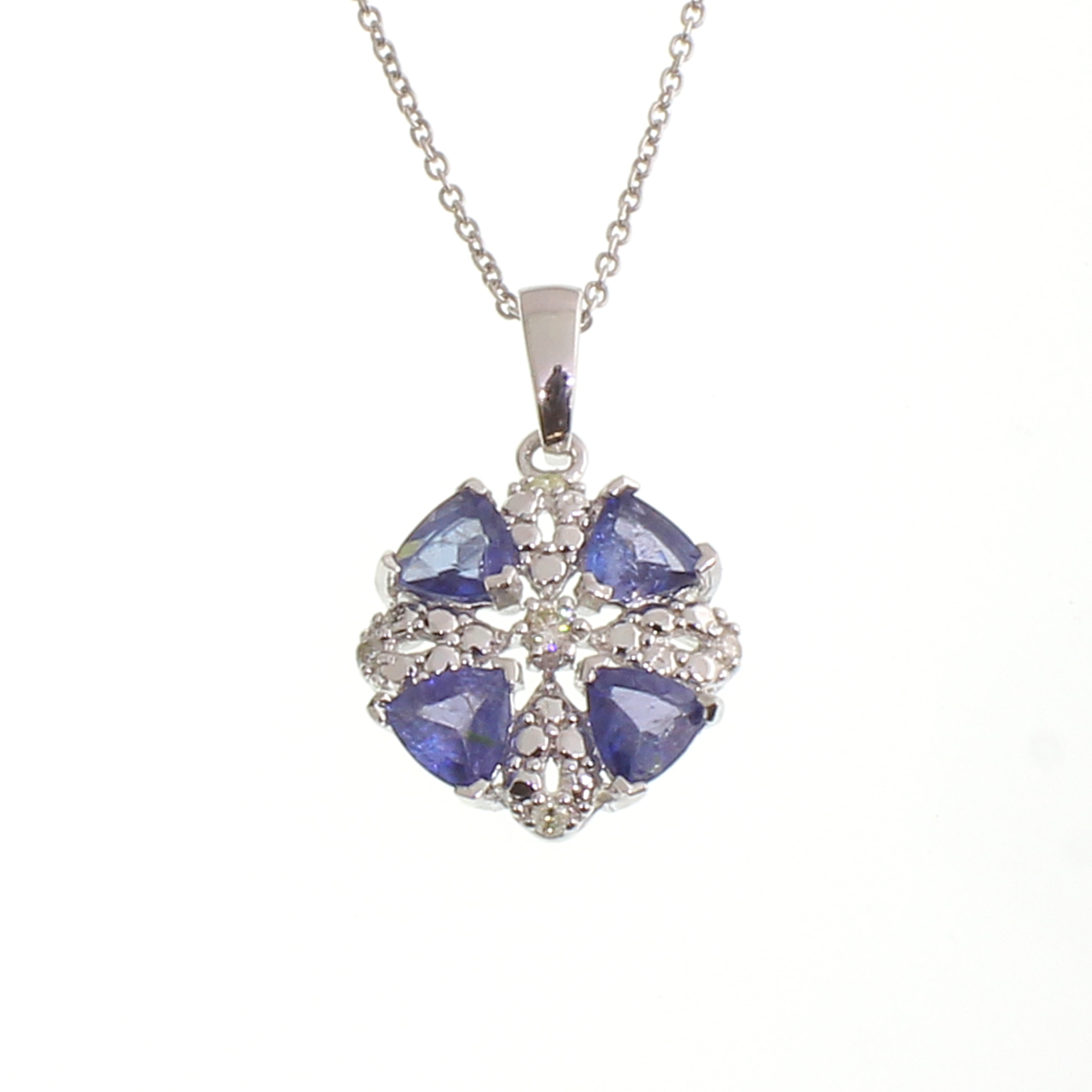 1.09CT Tanzanite and 0.08CT Diamond Sterling Silver Necklace (RM01)