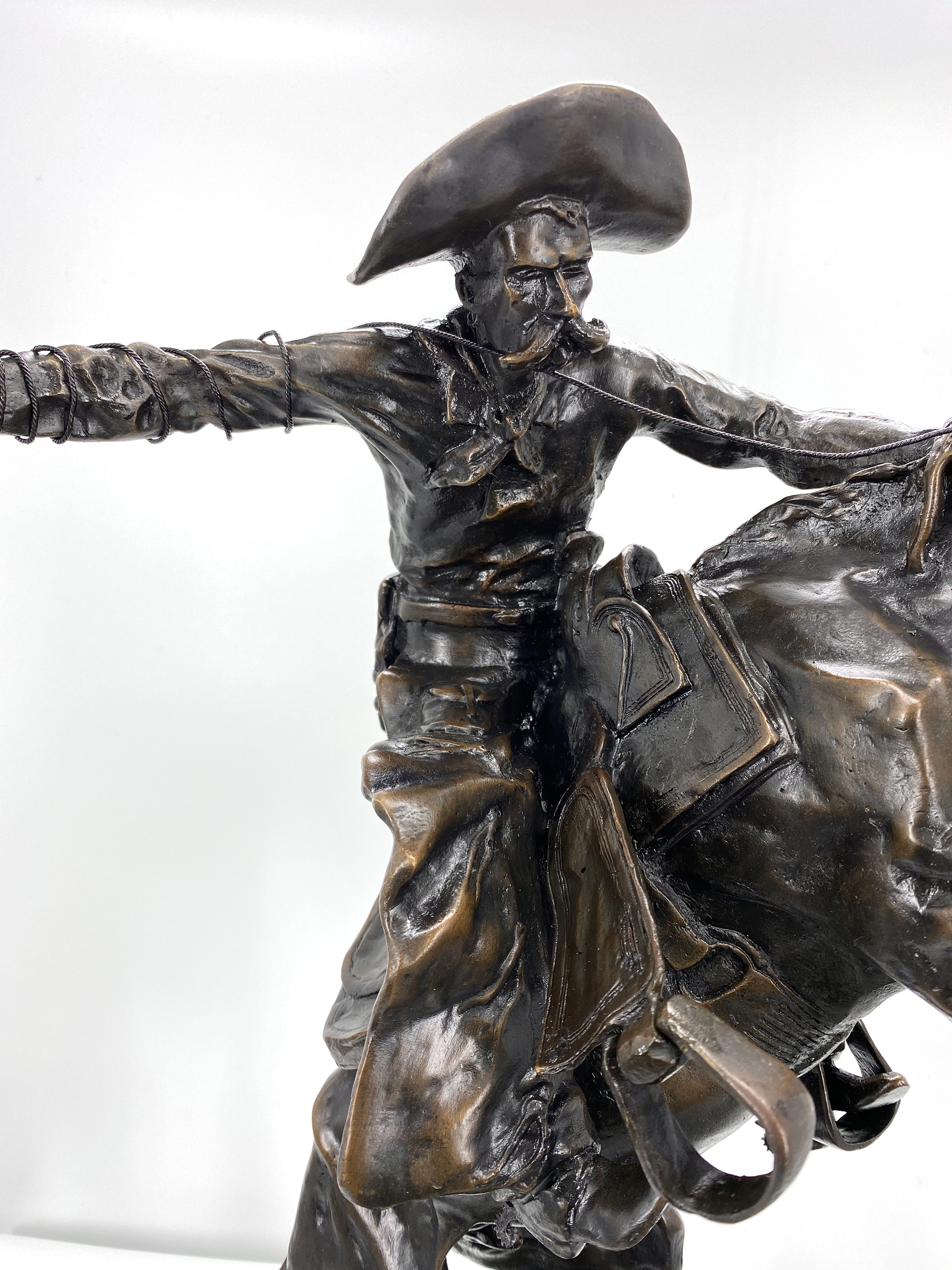 Medium Bronco Buster Bronze by Frederic Remington Rendition 13in H x 10in L x 5in W 17lb (Vault_AS) - Image 5