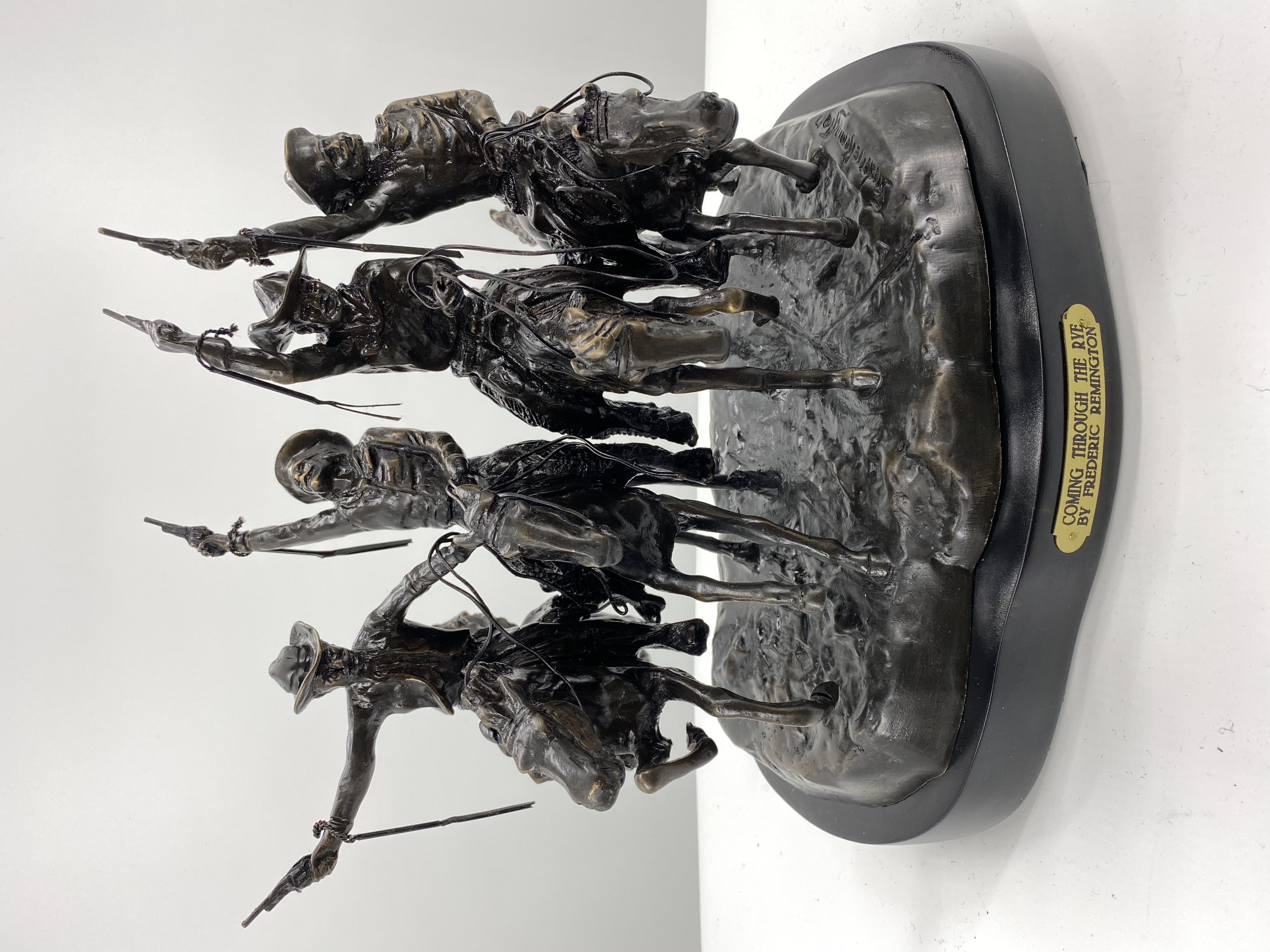 Coming Through The Rye Bronze by Frederic Remington 13.5in H x 15.5in  L x 11in W 8lb (Vault_AS)