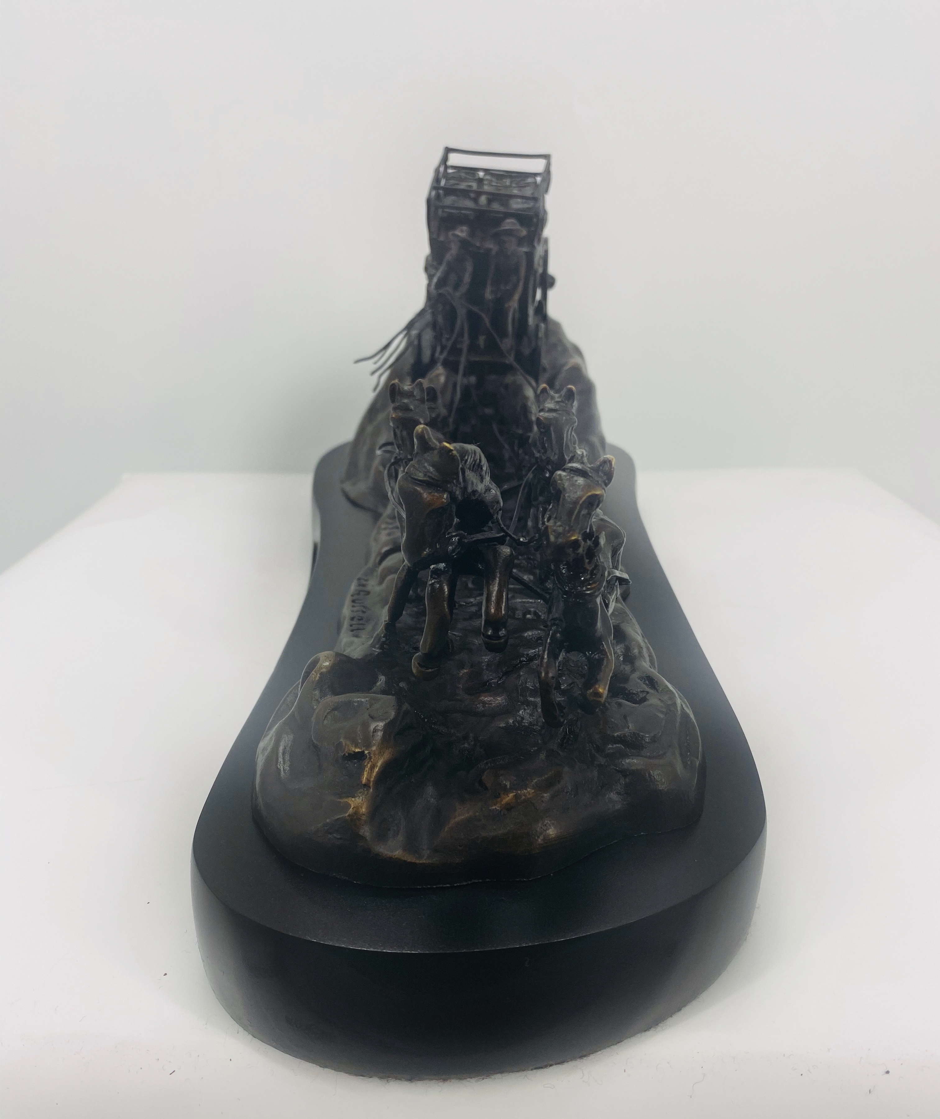 Stagecoach Bronze by C.M. Russell 8.25in H x 23in L x 8.5 W 38lb (Vault_AS) - Image 3