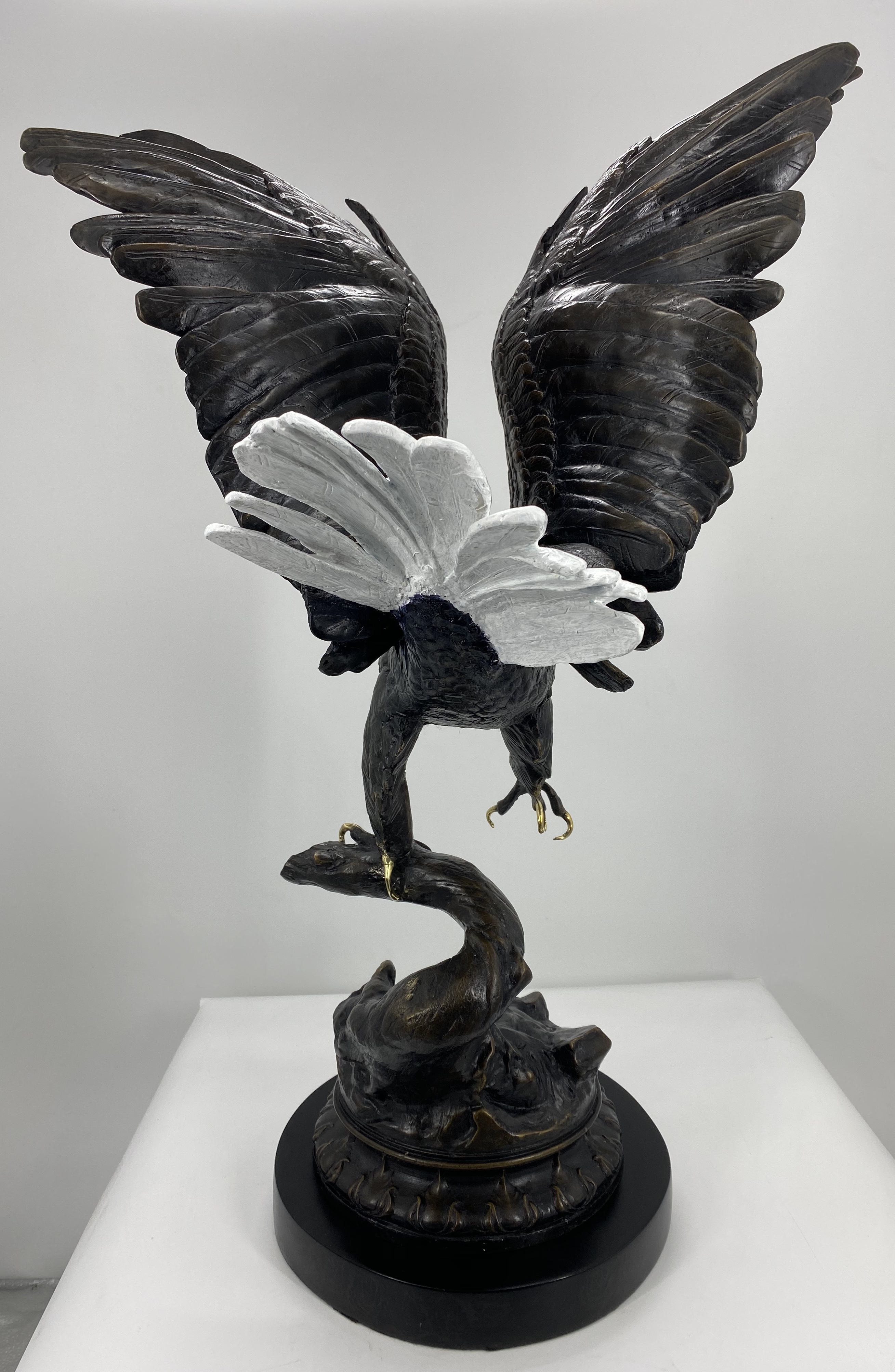 Bald Eagle Bronze by Jules Moigniez 32in H x 20in L x 17in W 55lb (Vault_AS) - Image 3
