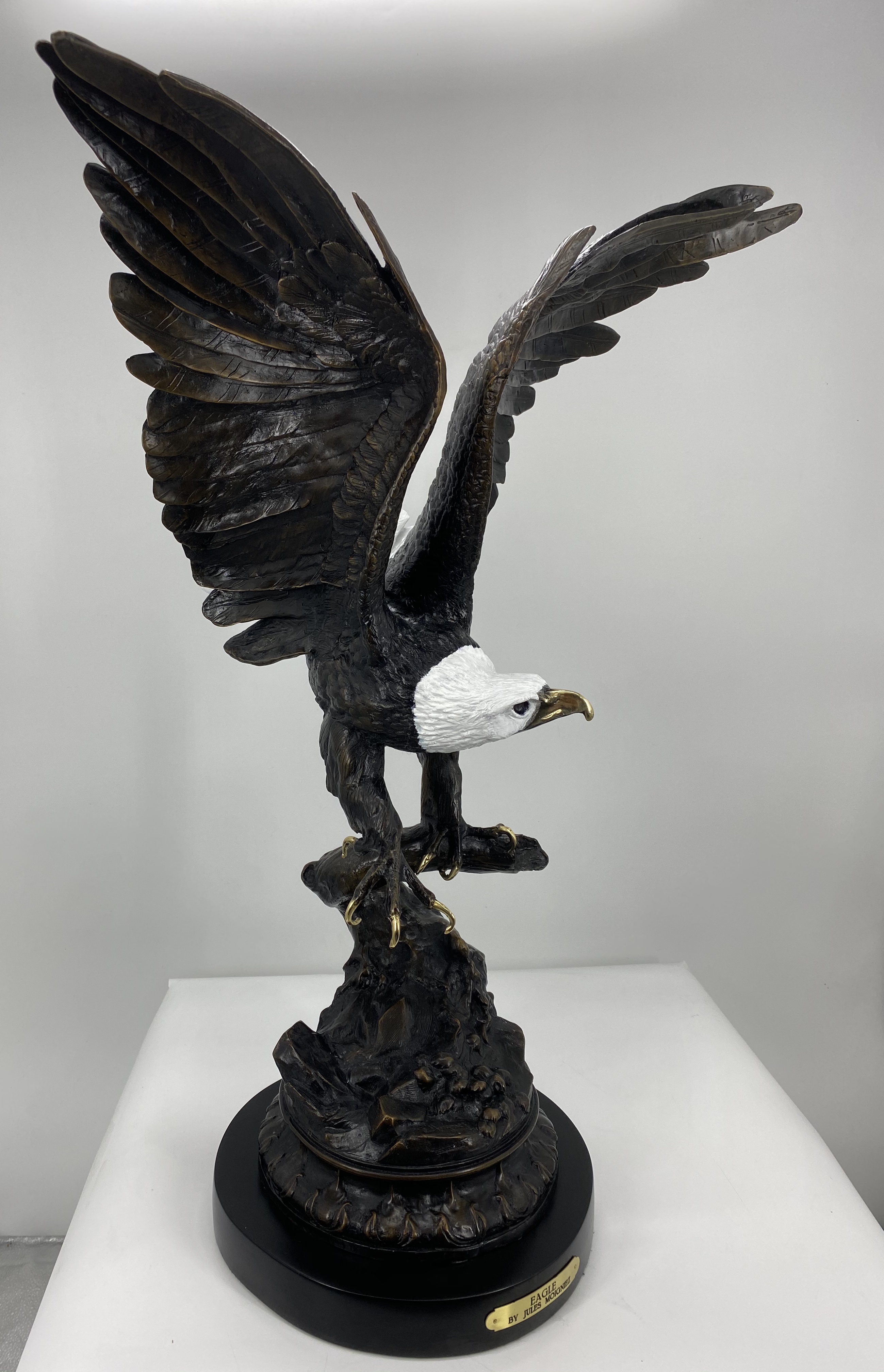 Bald Eagle Bronze by Jules Moigniez 32in H x 20in L x 17in W 55lb (Vault_AS) - Image 5