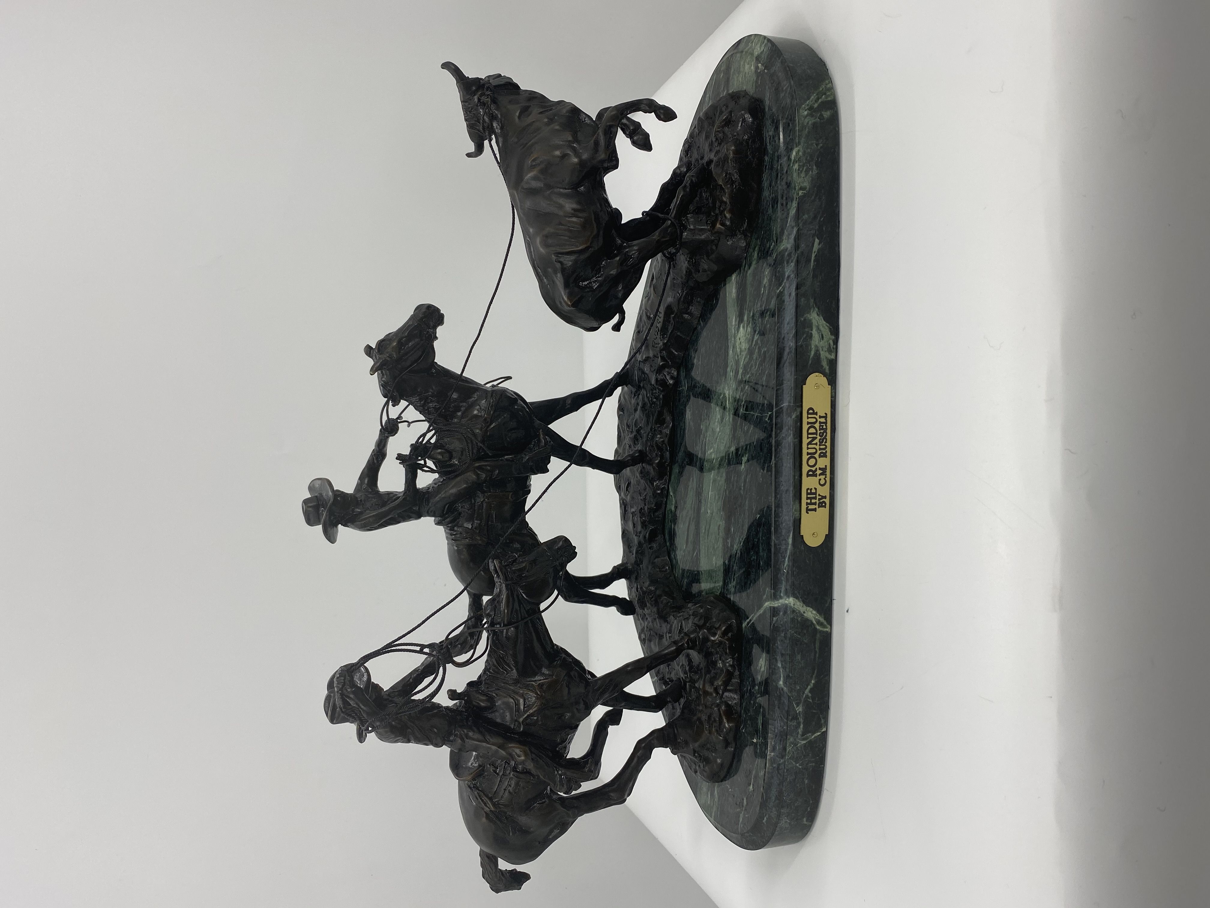 The Roundup Bronze by C.M. Russell 11in H x 20in L x 10in W 30lb (Vault_AS)
