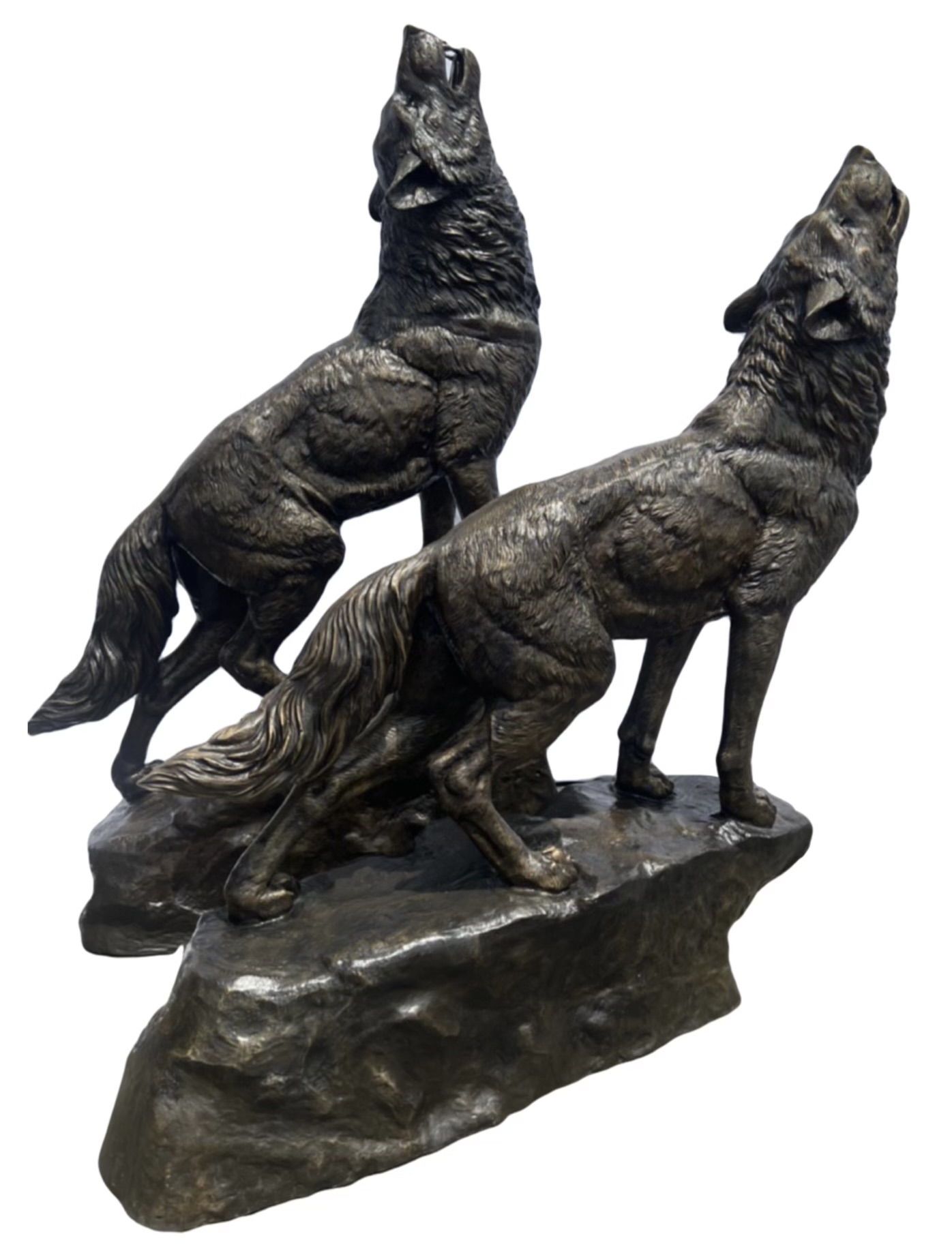 Heroic Set of Two Wolves Bronze by By Max Turner 80in H x 57in L x 23in W and 70in H x 64in L x 21in W (Vault_AS) - Image 4