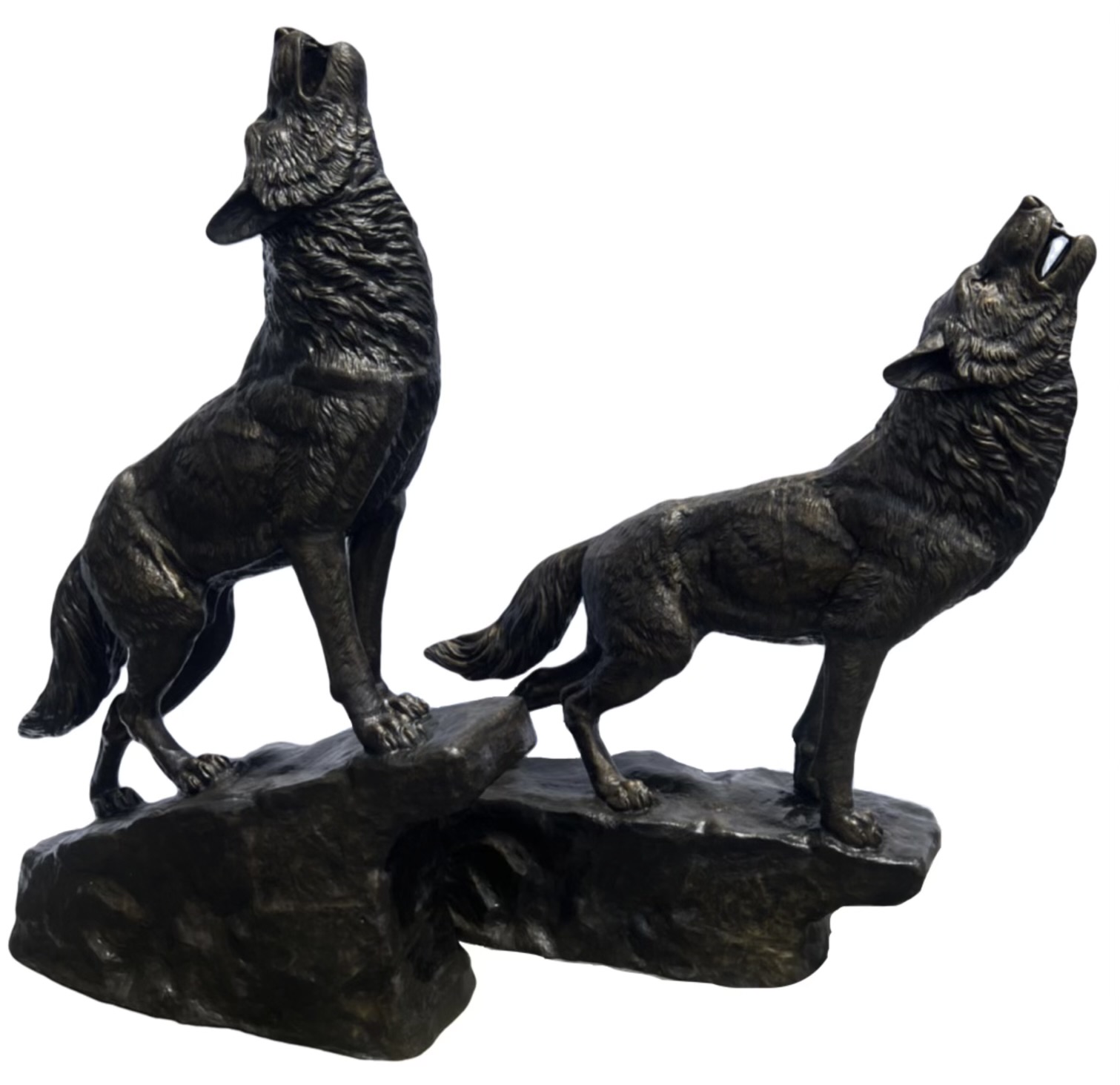 Heroic Set of Two Wolves Bronze by By Max Turner 80in H x 57in L x 23in W and 70in H x 64in L x 21in W (Vault_AS) - Image 6