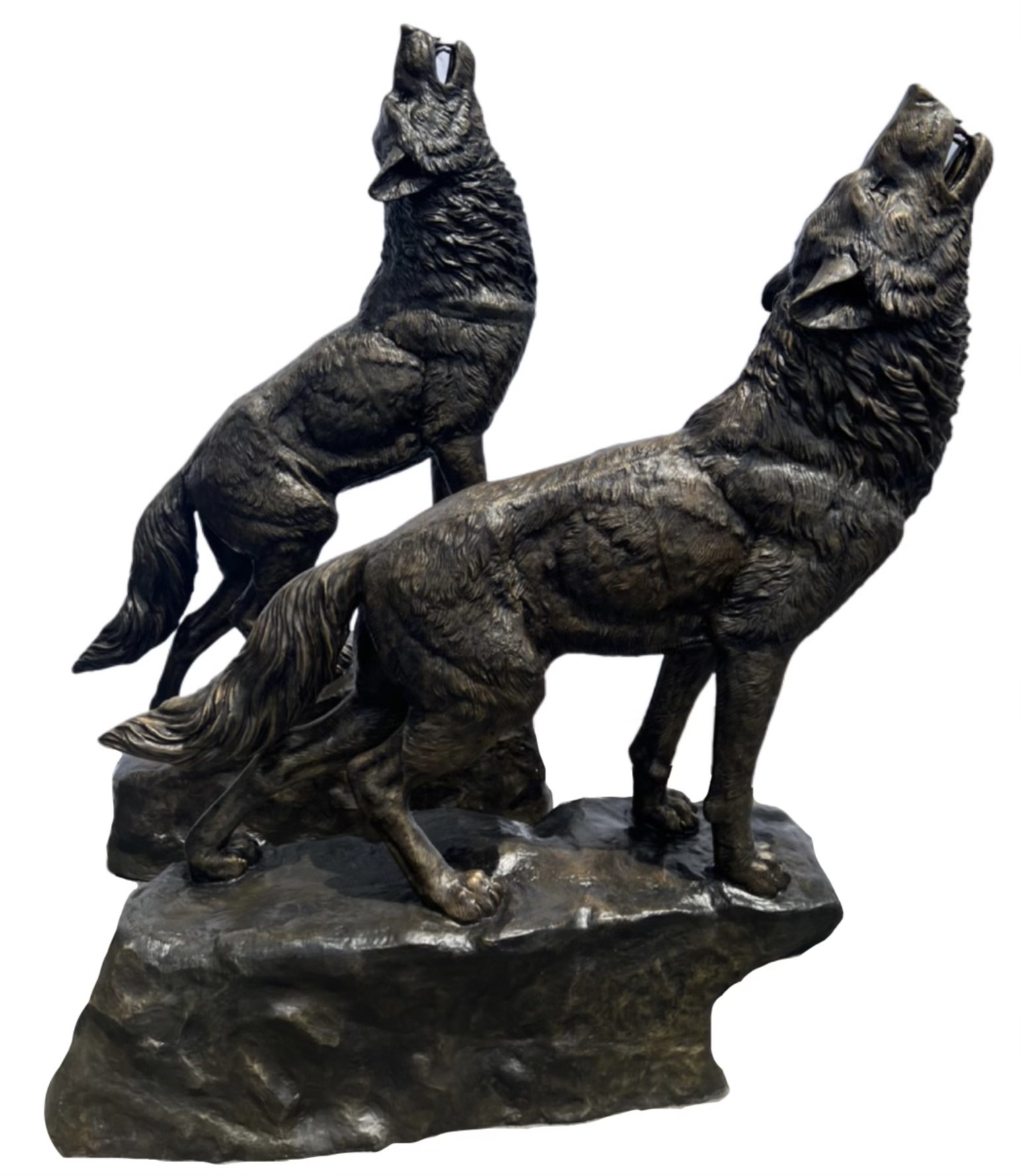 Heroic Set of Two Wolves Bronze by By Max Turner 80in H x 57in L x 23in W and 70in H x 64in L x 21in W (Vault_AS) - Image 7