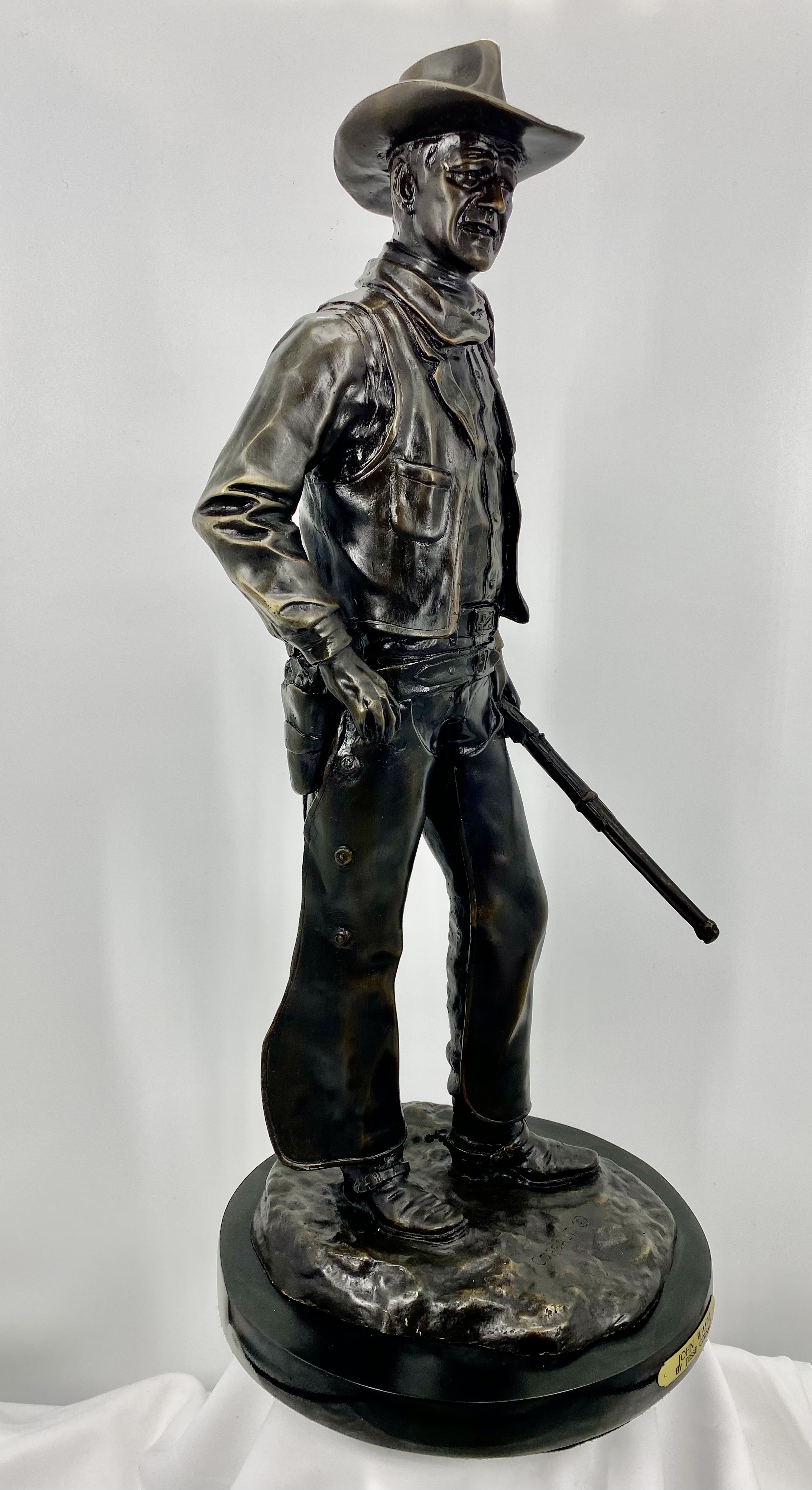 John Wayne with Rifle Bronze by Jesse Corsaut 31in H X 13in L X 13in W (Vault_AS)