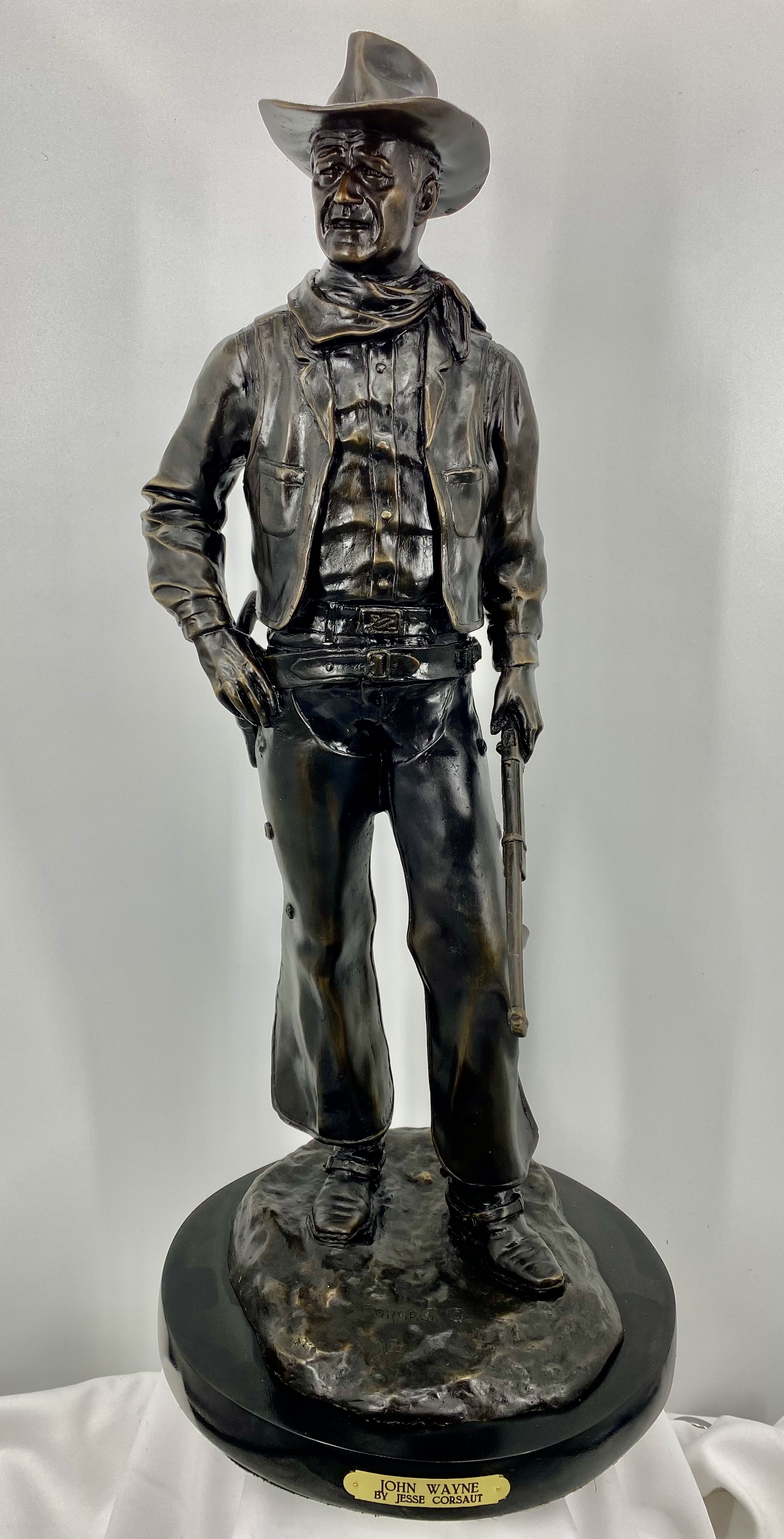 John Wayne with Rifle Bronze by Jesse Corsaut 31in H X 13in L X 13in W (Vault_AS) - Image 4