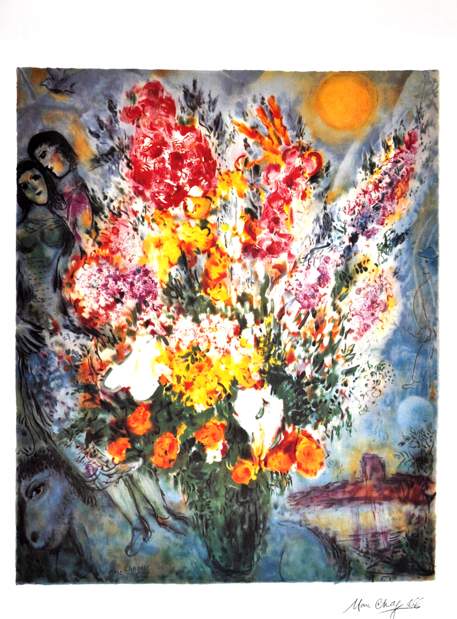 MARC CHAGALL Floral Bouquet Print, 32" x 26"