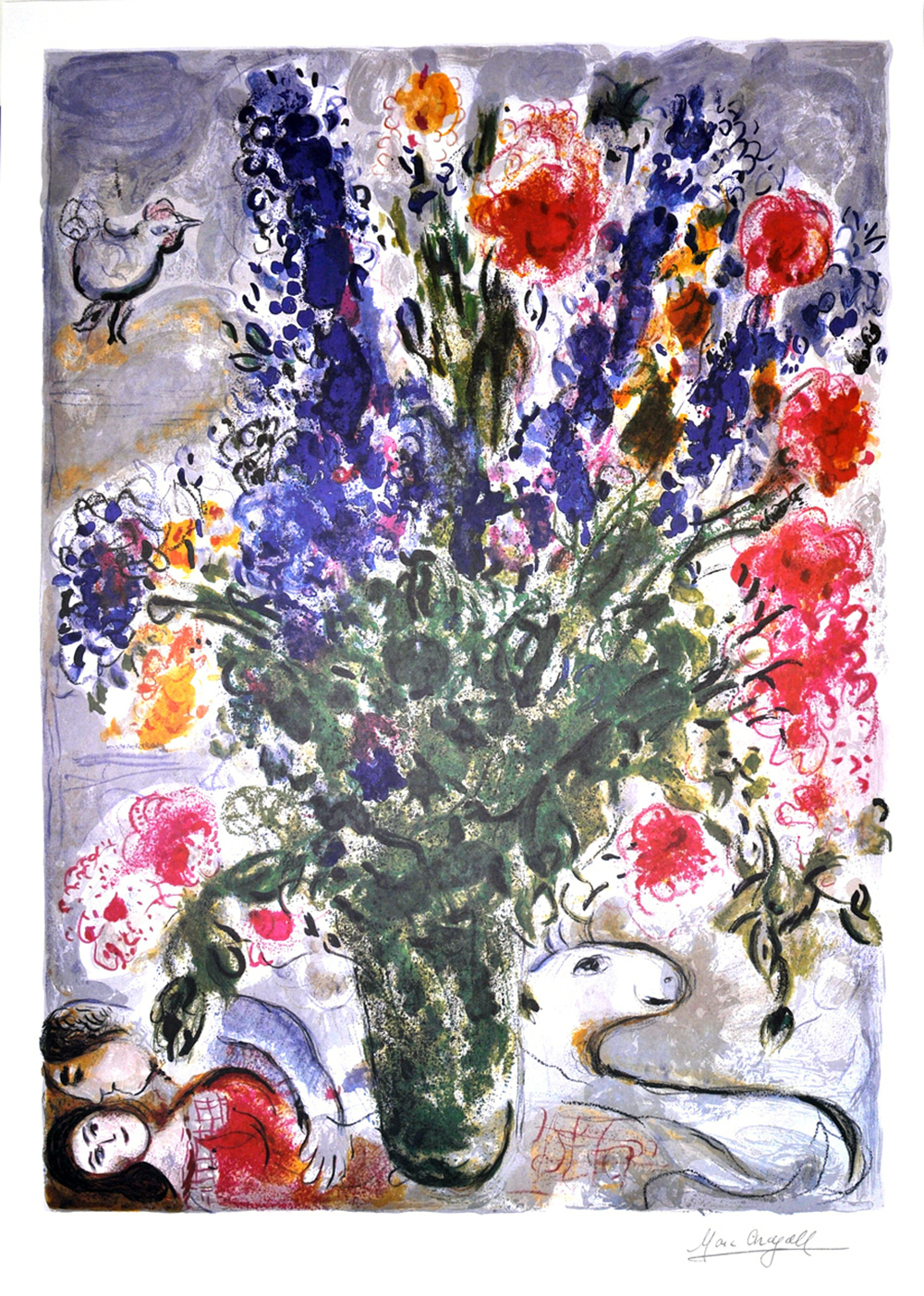 MARC CHAGALL Les Lupins Bleu Print, 35.5" x 25.5"