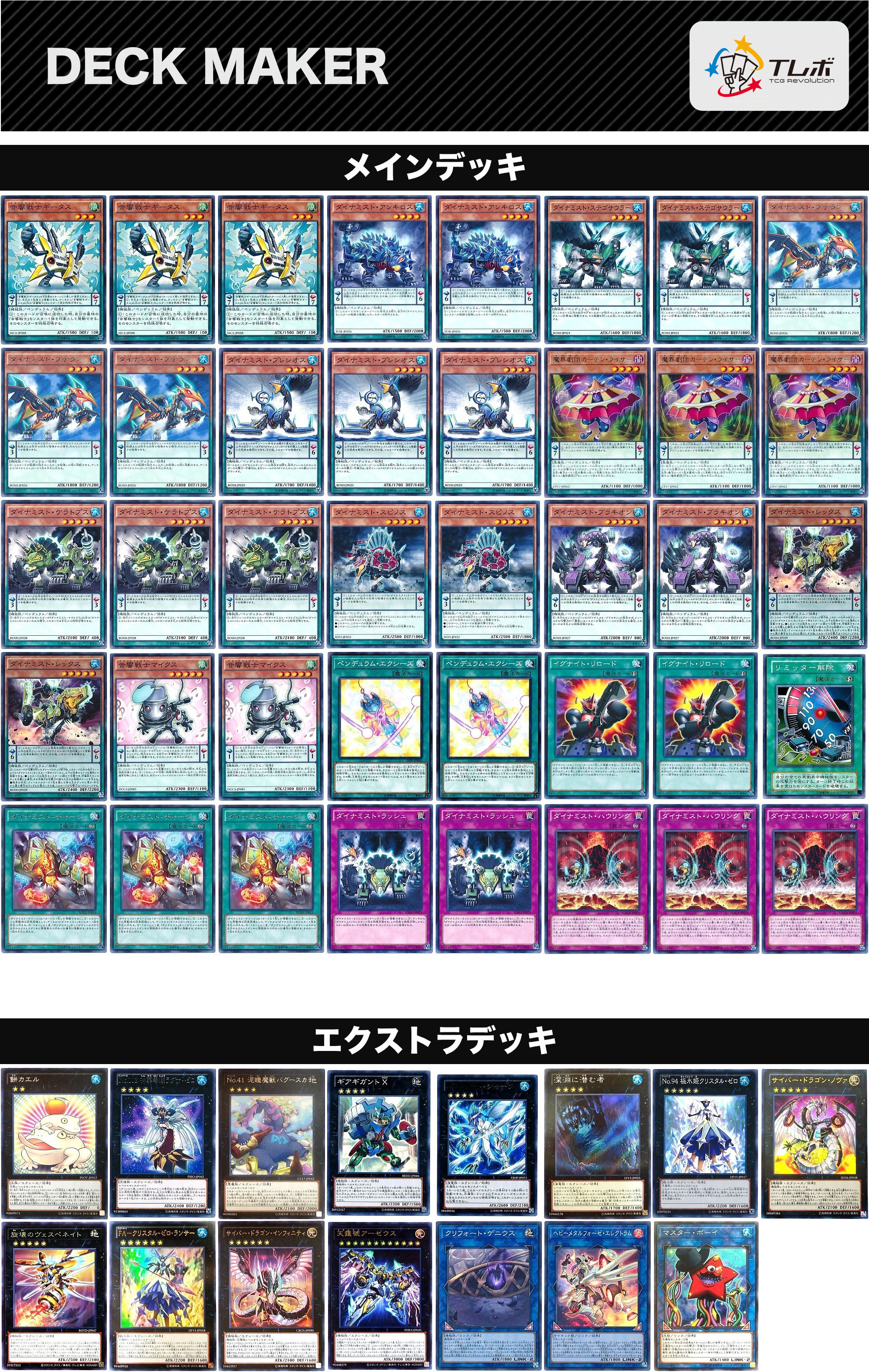 遊戯王 ダイナミスト(エクシーズ) デッキレシピ詳細 | ガチまとめ