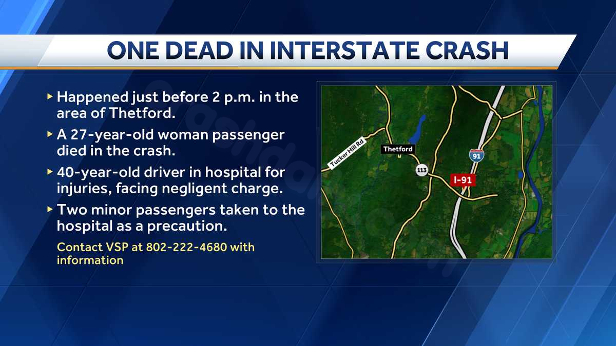 Deadly interstate collision in Thetford claims life of one woman