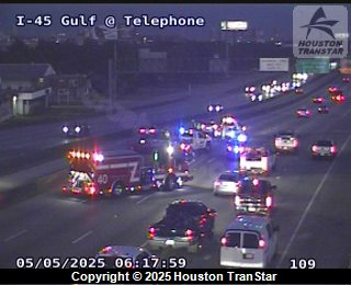 Left lanes blocked due to accident on IH-45 Gulf northbound at Telephone Road