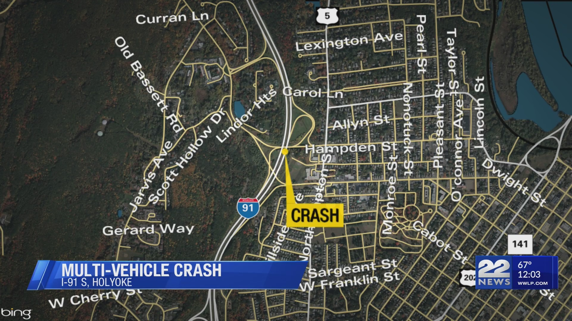 Possible injury in multiple-car accident on I-91 in Holyoke