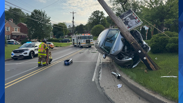 Vehicle crashes into utility pole in Allegheny County