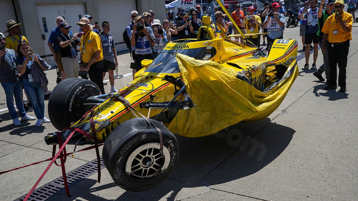 IndyCar driver Scott McLaughlin slams into the wall, car flips in the air during harrowing practice crash