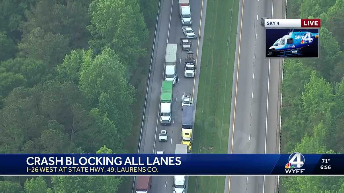 Coroner responds to crash on I-26 that is blocking all lanes