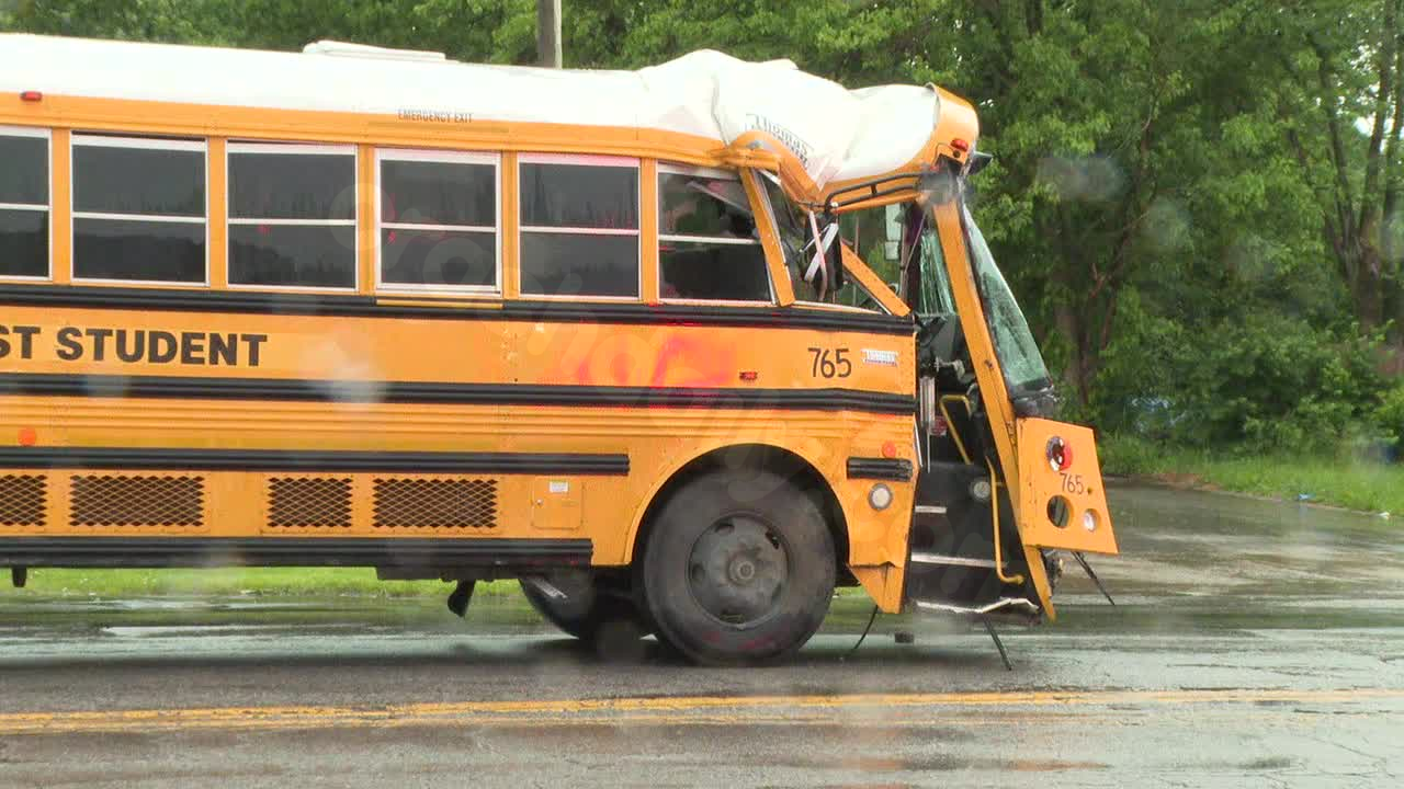 School bus damaged in crash on Indy’s east side