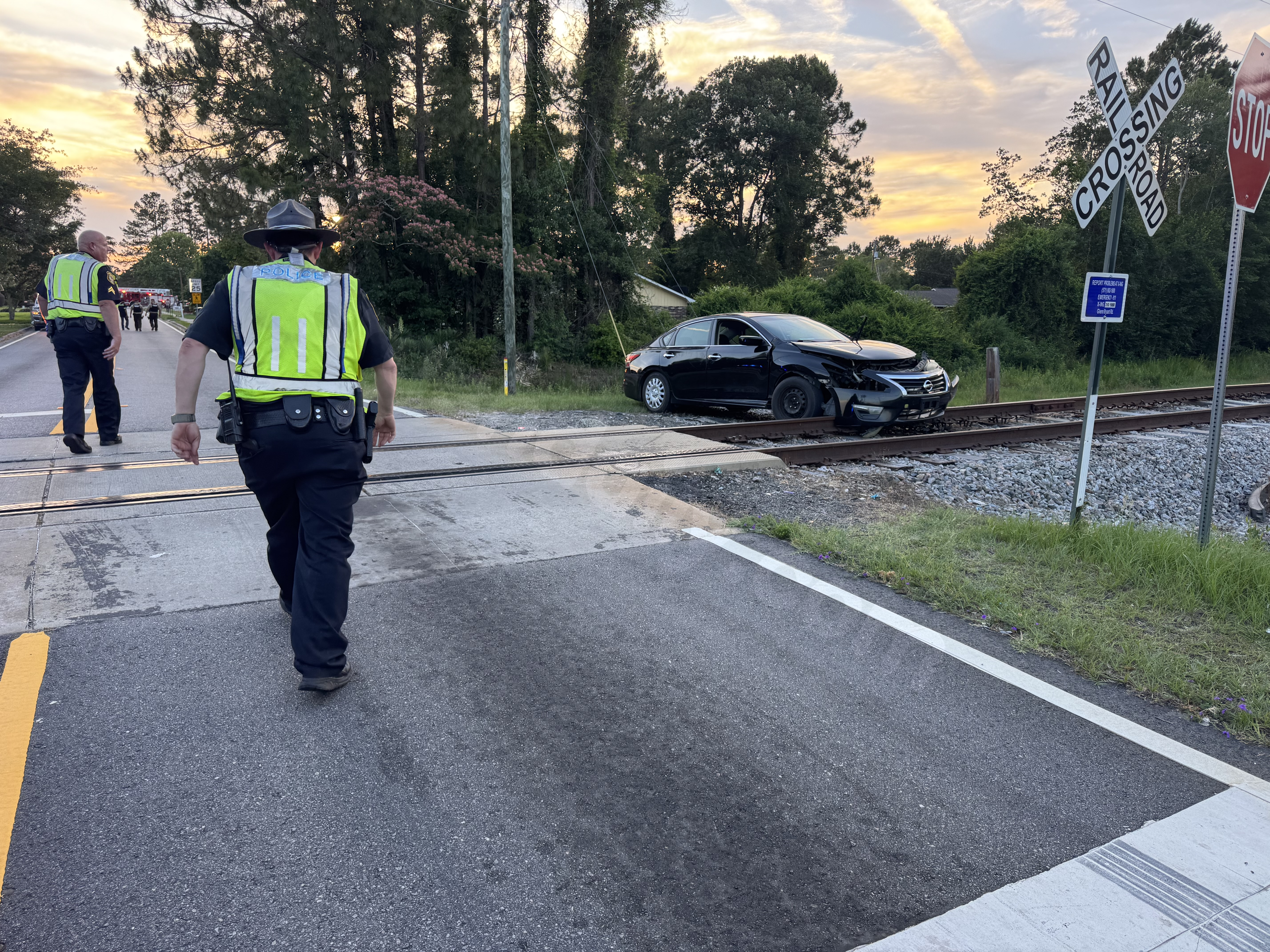 Fort Stewart railroad damaged after car crash